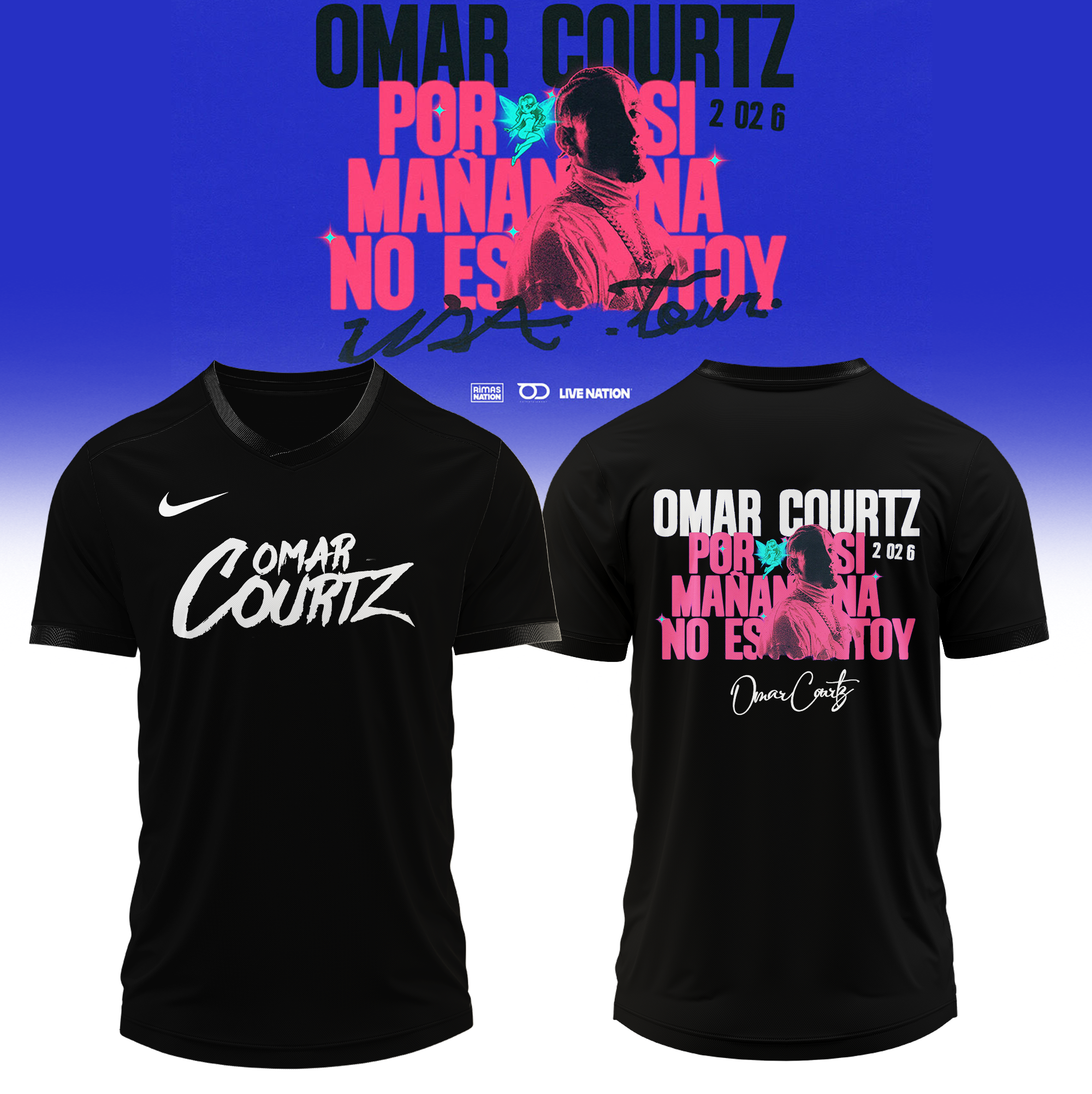 Omar Courtz Por Si MaÃ±ana No Estoy World Tour 2026 Signed Concert Fan Jersey