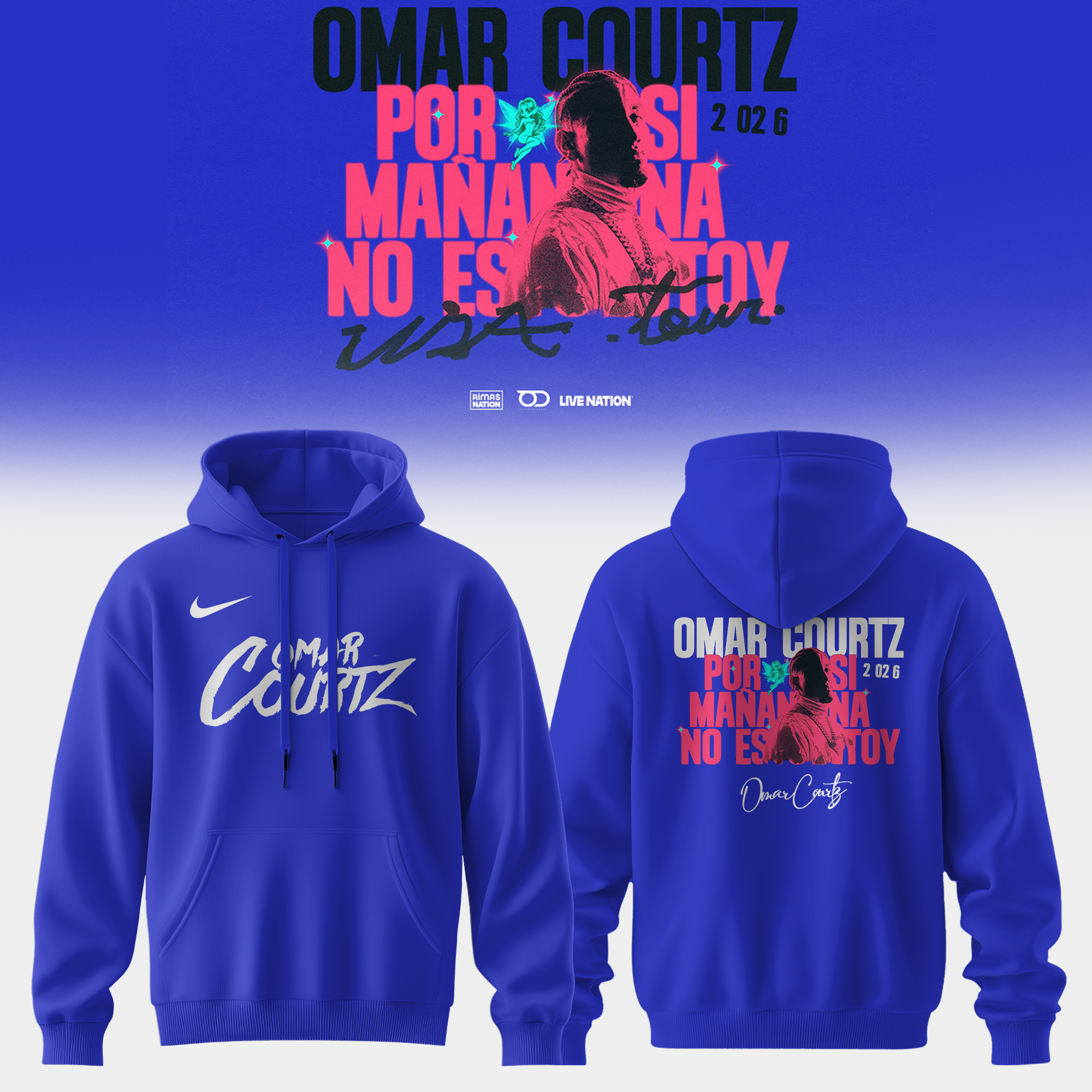 Omar Courtz Por Si MaÃ±ana No Estoy World Tour 2026 Signed Limited Edition Hoodie