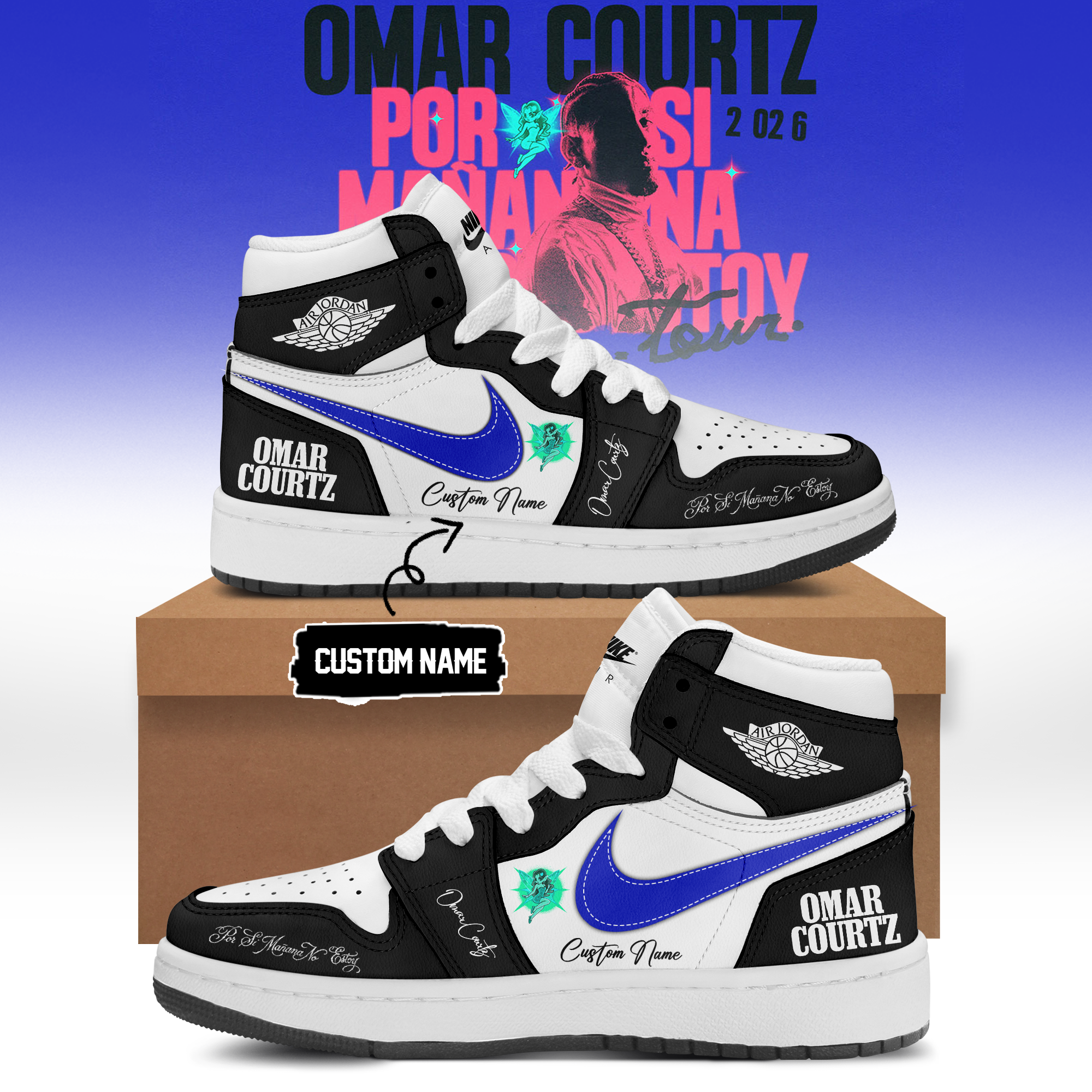 Omar Courtz Por Si MaÃ±ana No Estoy World Tour 2026 Vintage Concert High Top Sneakers