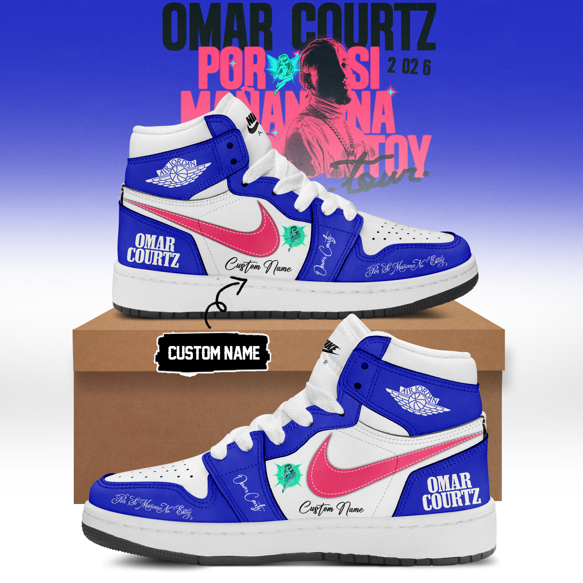 Omar Courtz Por Si MaÃ±ana No Estoy World Tour 2026 Vintage High Top Sneakers