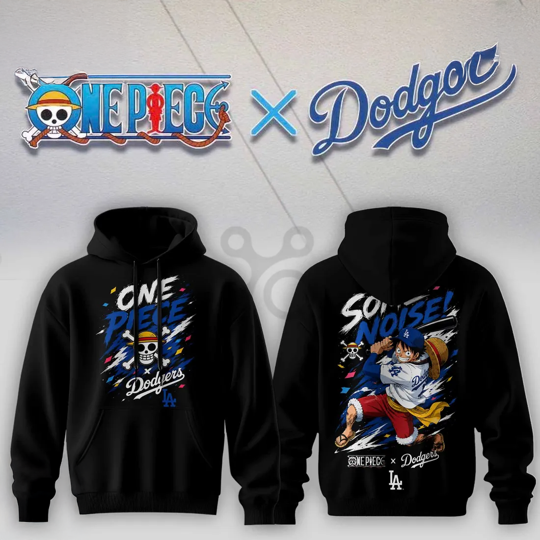 One Piece x Los Angeles Dodgers Monkey D Luffy Fan Hoodie