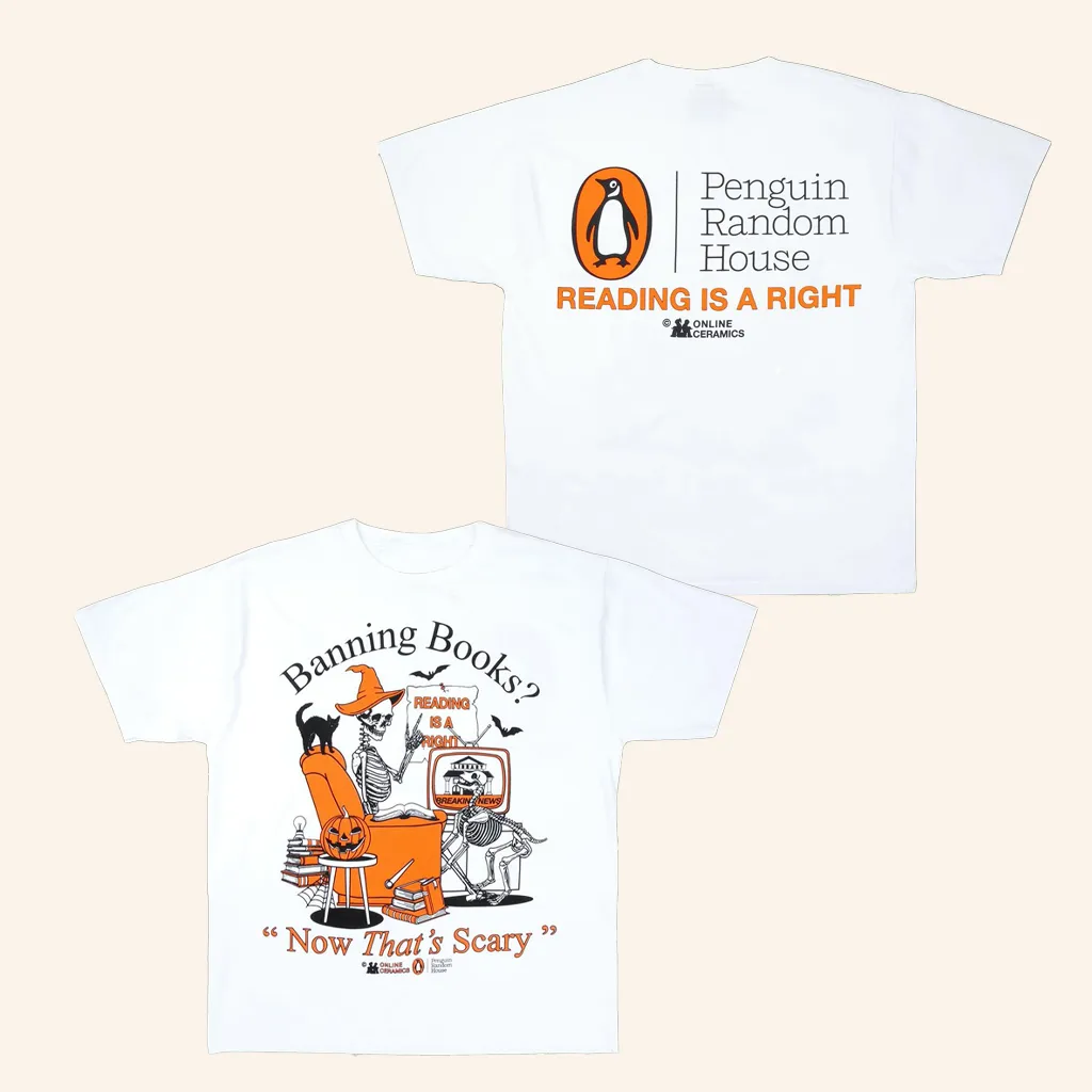 Online Ceramics Merch Penguin Random House Banning Books Now Thats Scary White TShirt