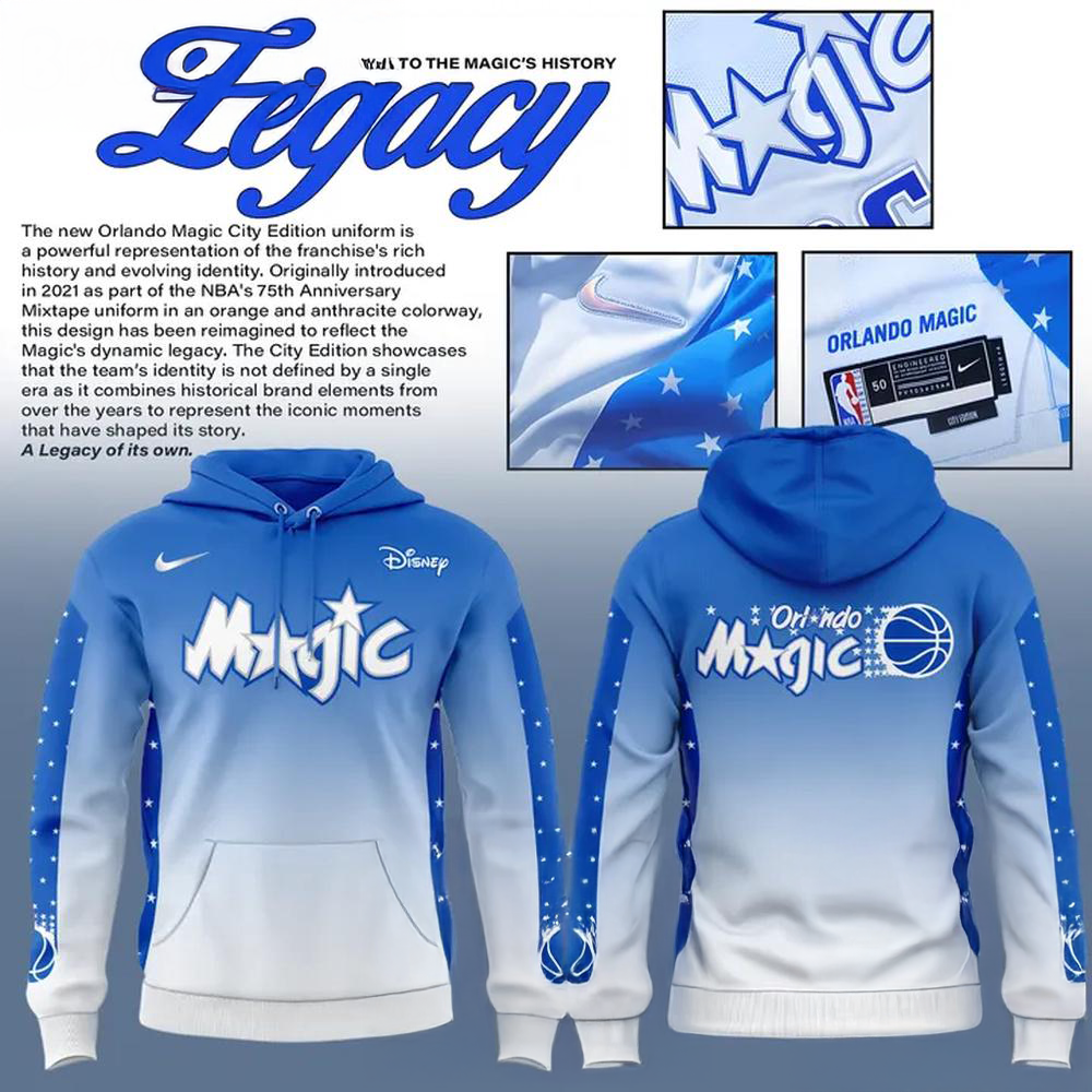 Orlando Magic 2025 26 City Edtion Blue Gradient Hoodie Shirt