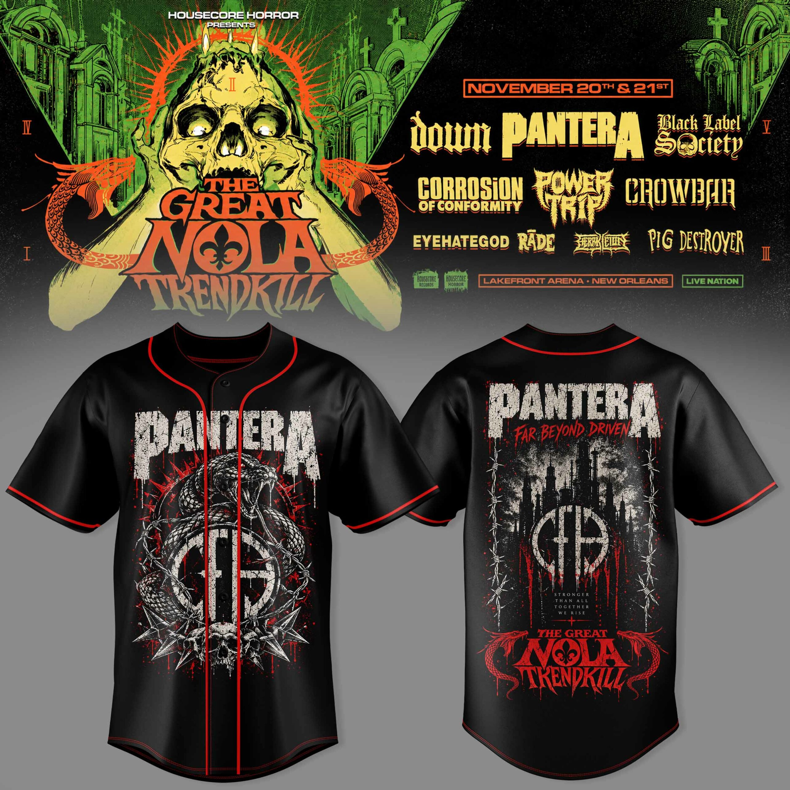 PANTERA THE GREAT NOLA TRENDRKILL JERSEY Supporter Collection 2 - Unicasport PANTERA THE GREAT NOLA TRENDRKILL JERSEY Supporter Collection