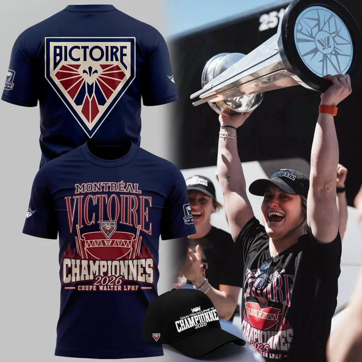 PWHL Montreal Victoire Walter Cup Championnes 2026 TShirt