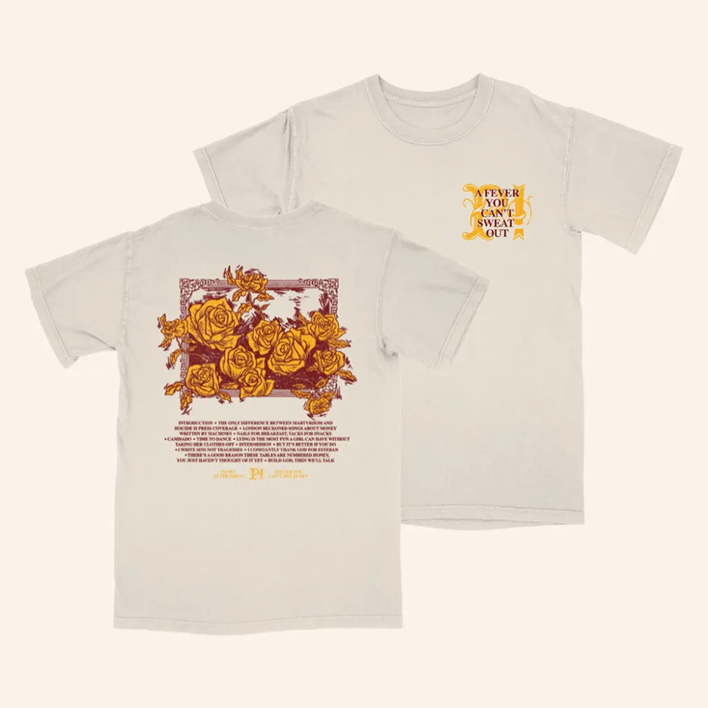 Panic At The Disco Merch Rose TShirt A Fever You Cant Sweat Out Shirt Gifts For Girlfriend