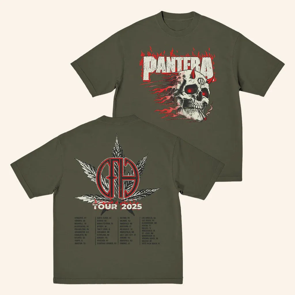 Pantera Merch Smoking Skull 2025 Tour TShirt Good Gifts For Boyfriend