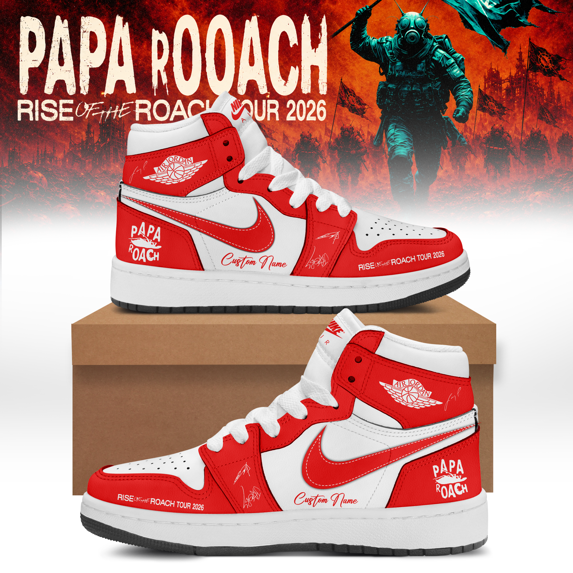 Papa Roach Rise Of The Roach World Tour 2026 Signature Limited Edition Casual Sneakers Classic Edition