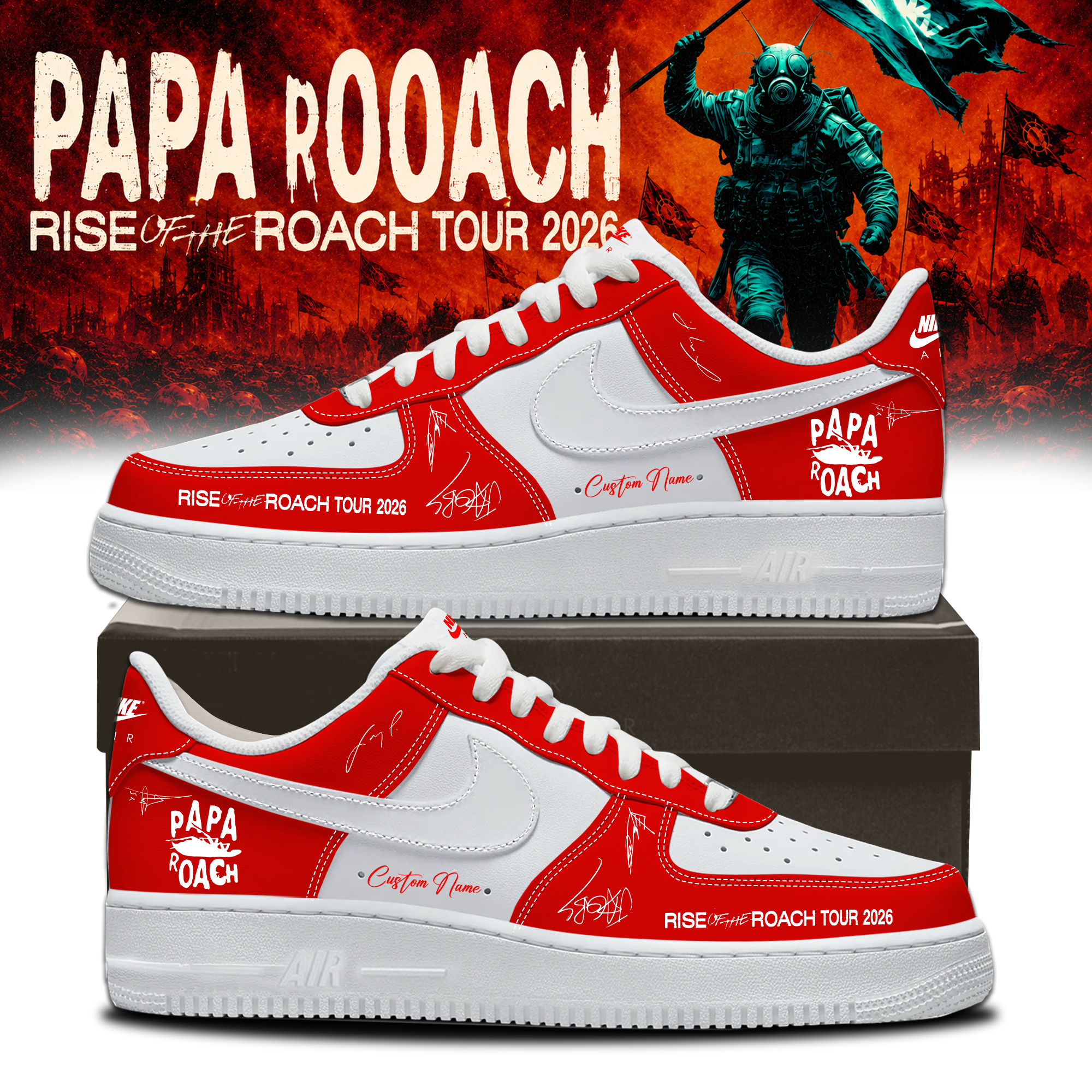 Papa Roach Rise Of The Roach World Tour 2026 Signature Limited Edition Casual Sneakers Signature Edition
