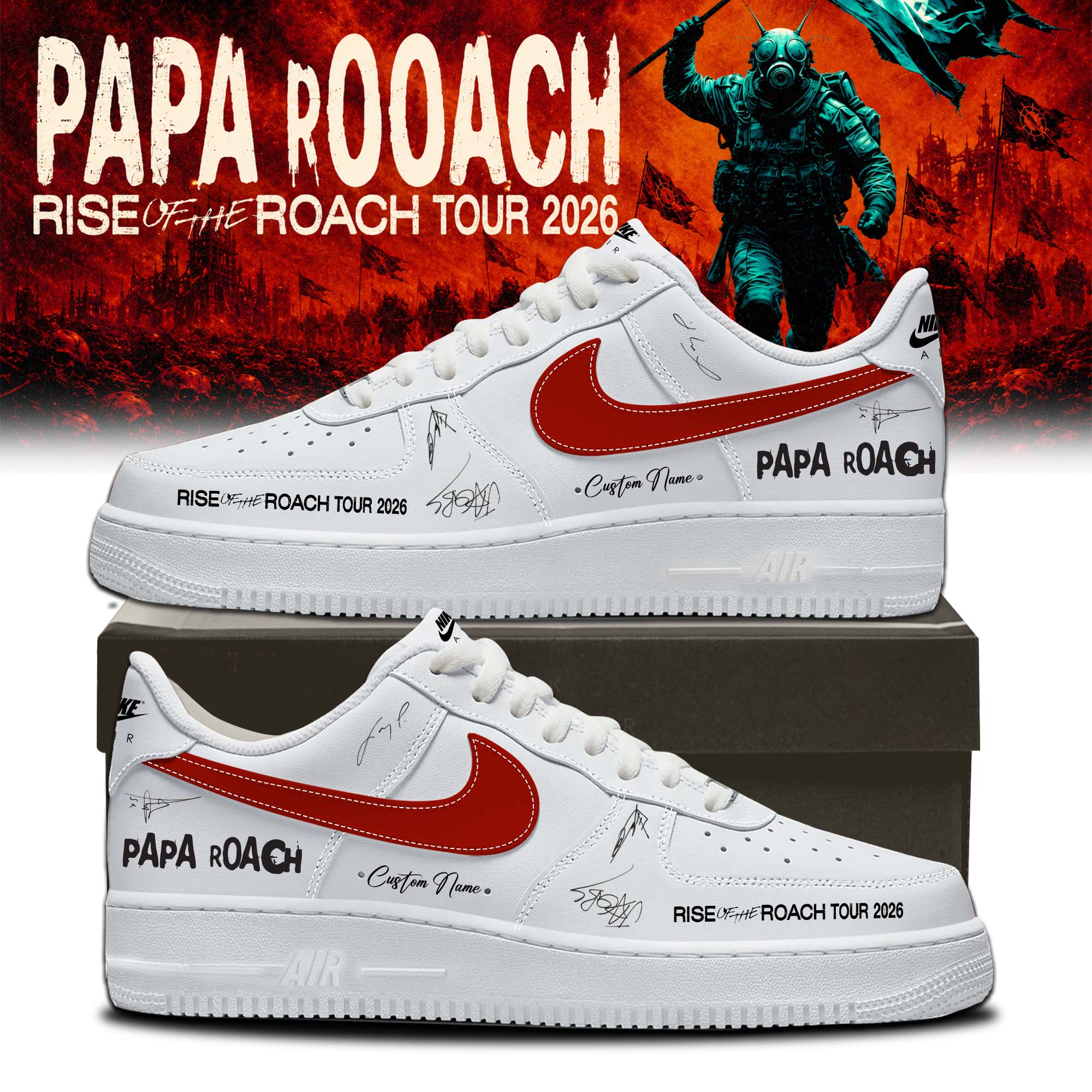 Papa Roach Rise Of The Roach World Tour 2026 Signature Limited Edition High Top Sneakers Signature Edition