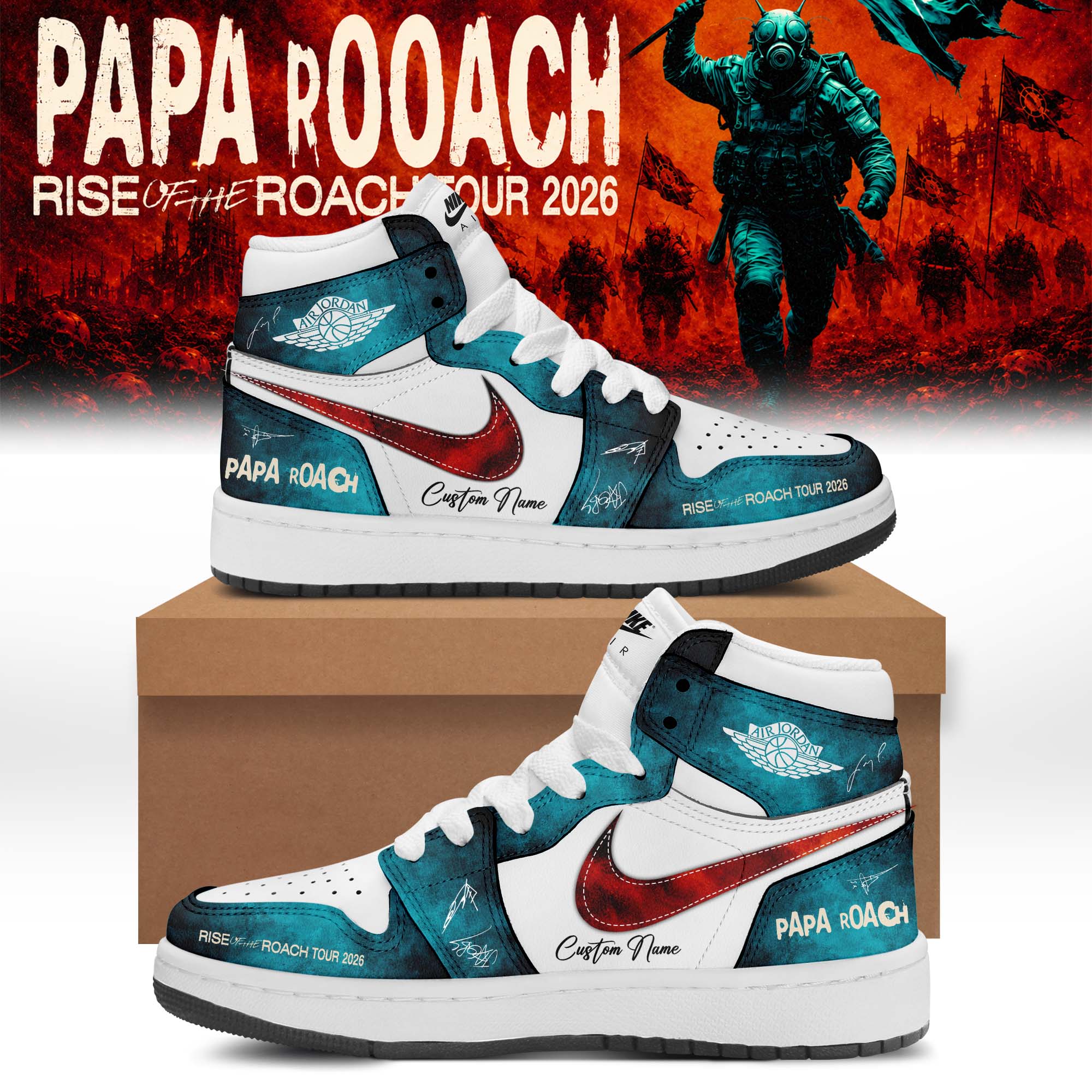 Papa Roach Rise Of The Roach World Tour 2026 Signature Limited Edition Lifestyle Sneakers Classic Edition