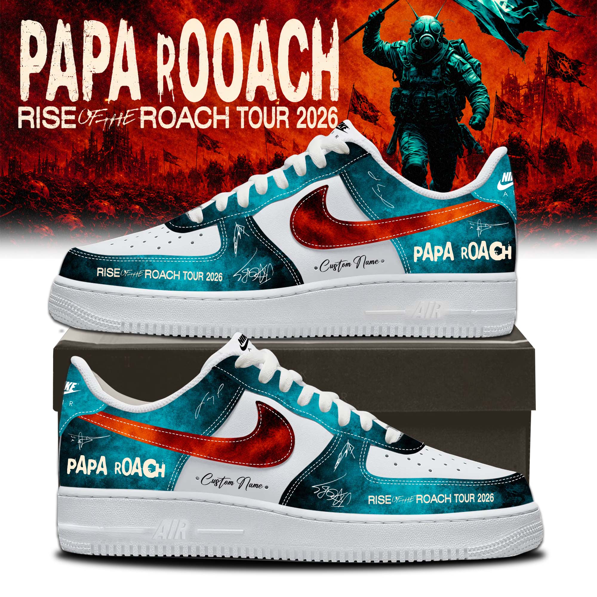 Papa Roach Rise Of The Roach World Tour 2026 Signature Limited Edition Lifestyle Sneakers Signature Edition