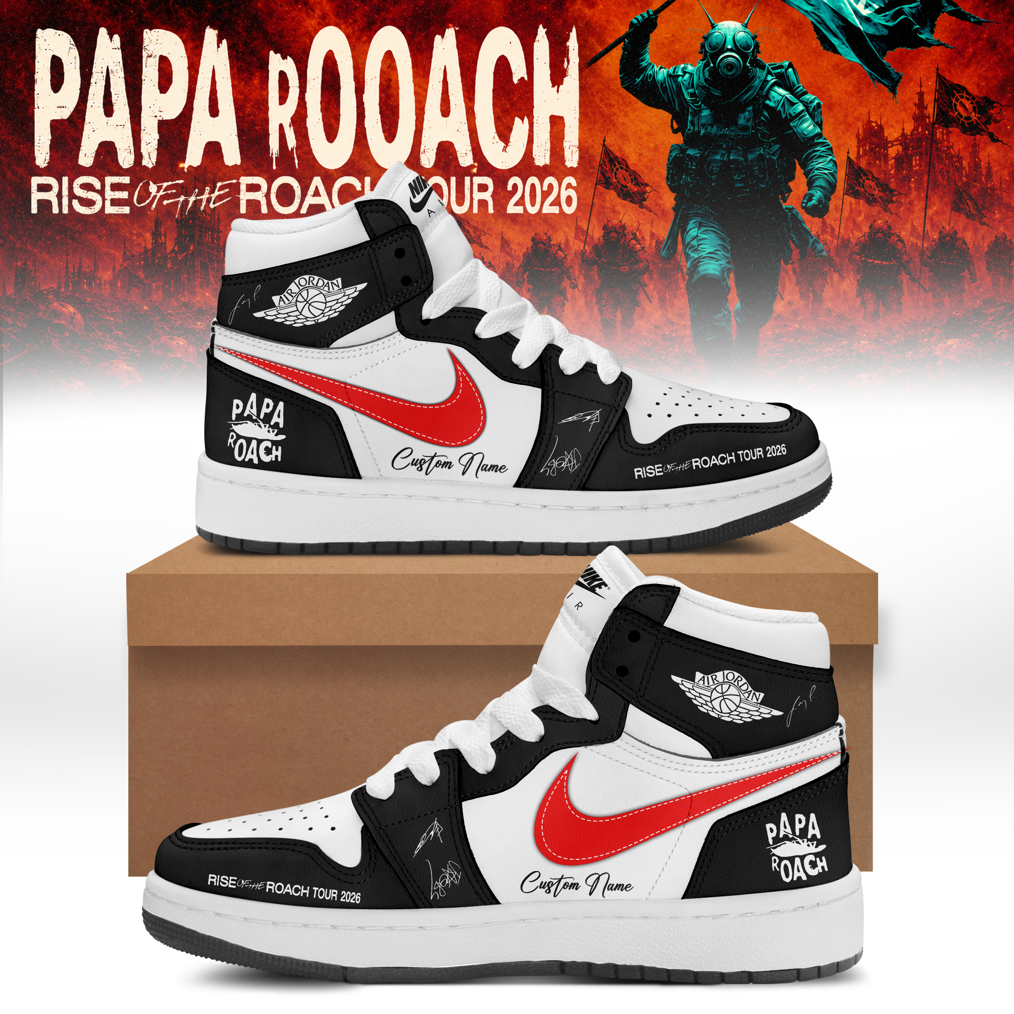 Papa Roach Rise Of The Roach World Tour 2026 Signature Limited Edition Running Shoes Classic Edition