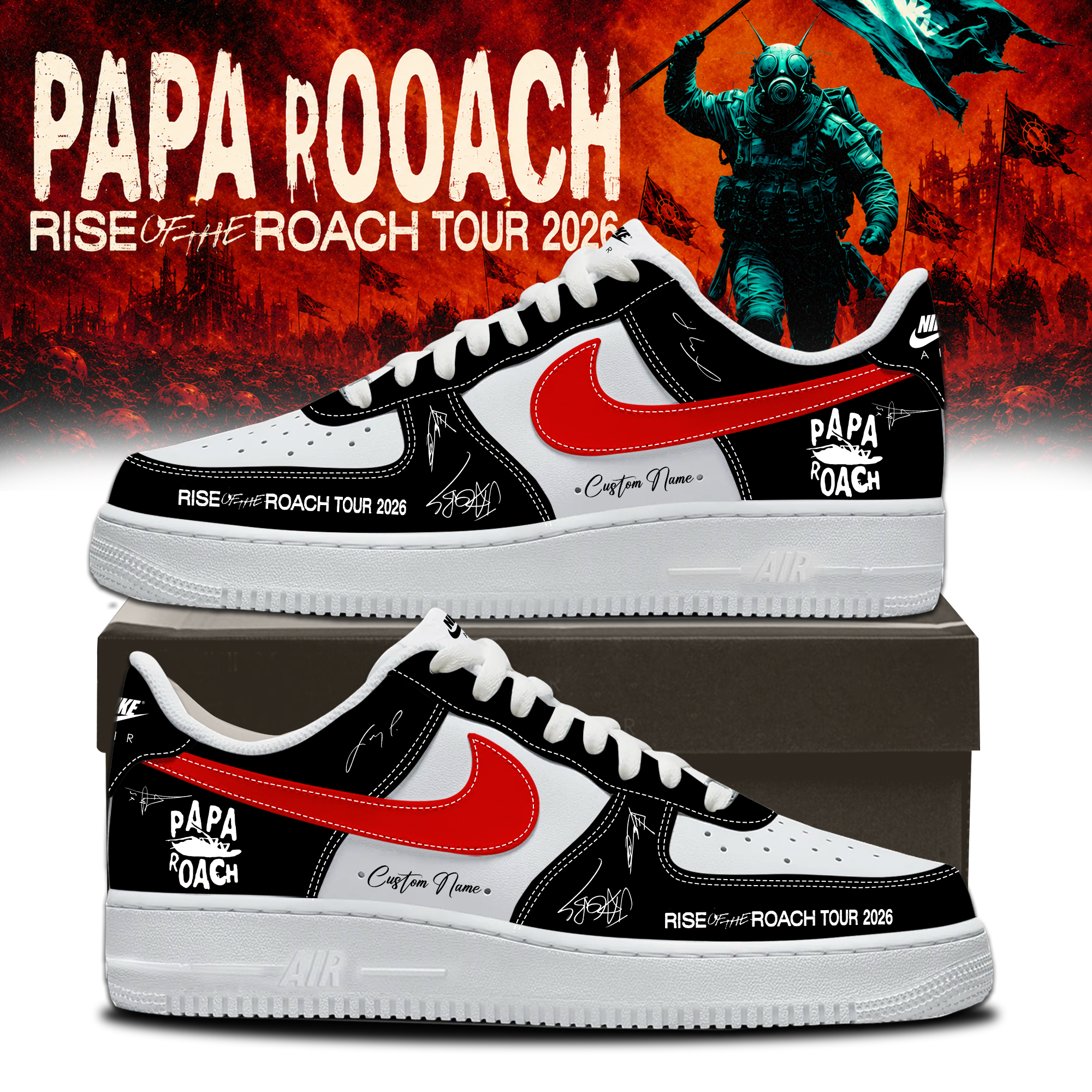 Papa Roach Rise Of The Roach World Tour 2026 Signature Limited Edition Running Shoes Premium Edition