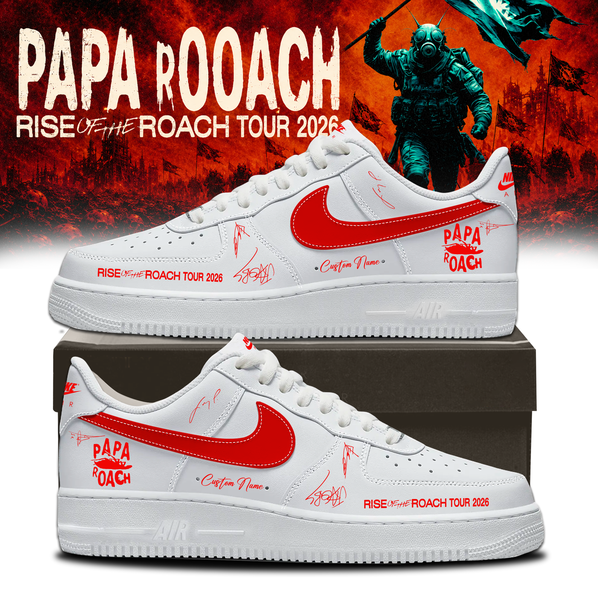 Papa Roach Rise Of The Roach World Tour 2026 Signature Limited Edition Skate Shoes Signature Edition