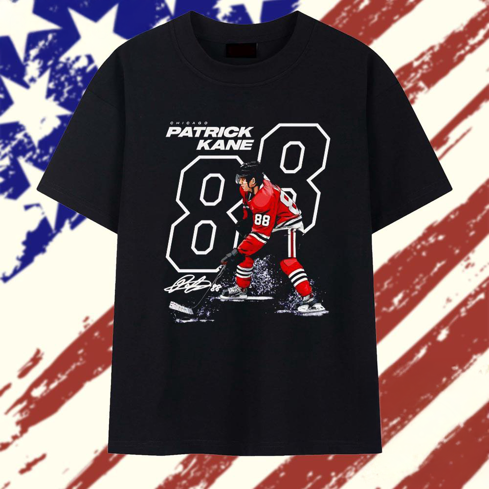 Patrick Kane Number 88 Chicago Blackhawks Signature Hockey T Shirt