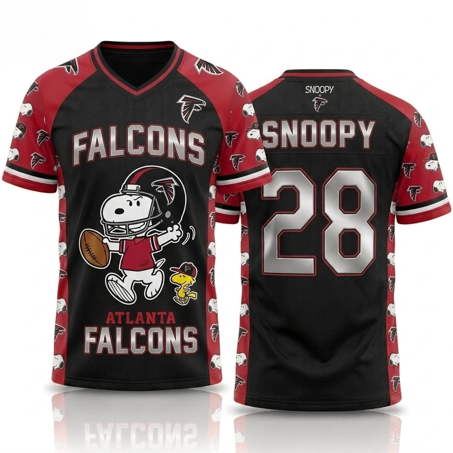 Peanuts x Atlanta Falcons Snoopy Jersey NFL Collection Graphic Football Fan Apparel 1 - Unicasport Peanuts x Atlanta Falcons Snoopy Jersey NFL Collection Graphic Football Fan Apparel