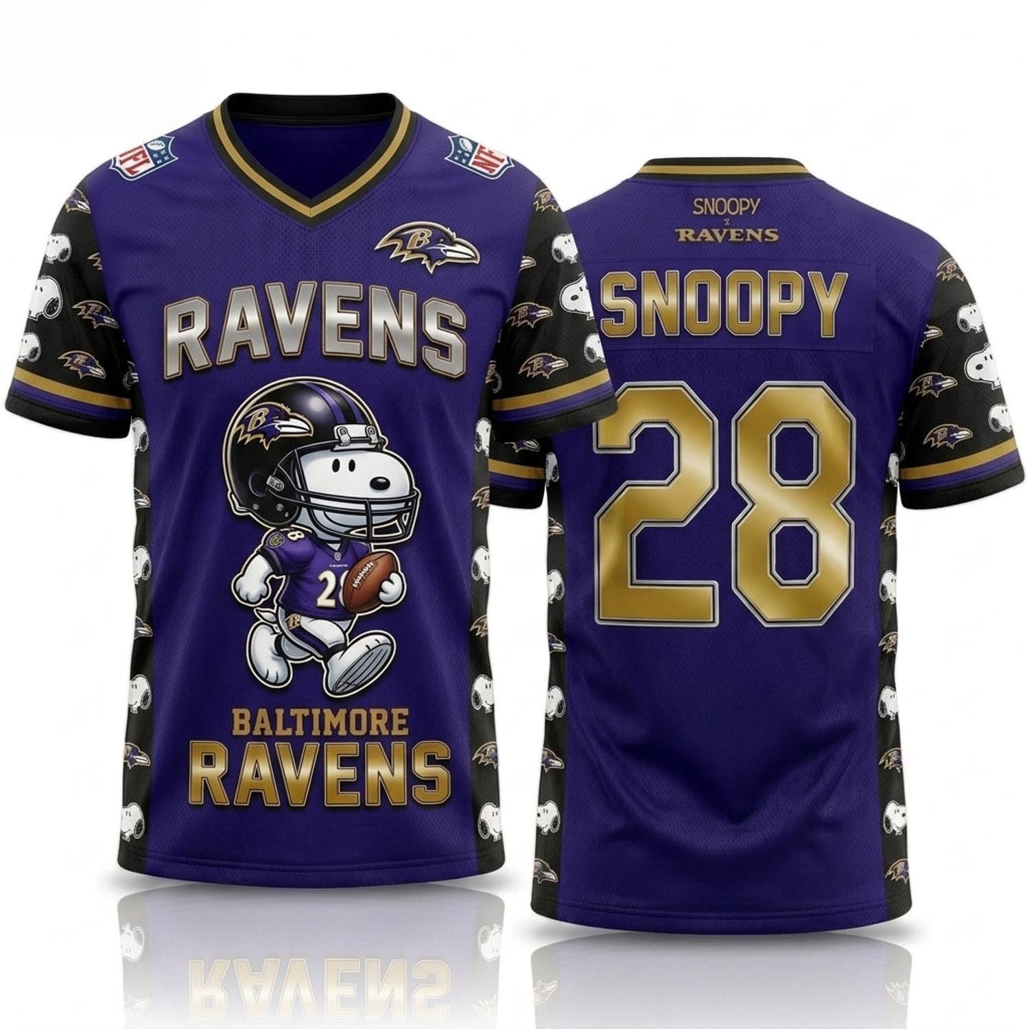 Peanuts x Baltimore Ravens Snoopy Jersey NFL Collection Graphic Football Fan Apparel 1 - Unicasport Peanuts x Baltimore Ravens Snoopy Jersey NFL Collection Graphic Football Fan Apparel