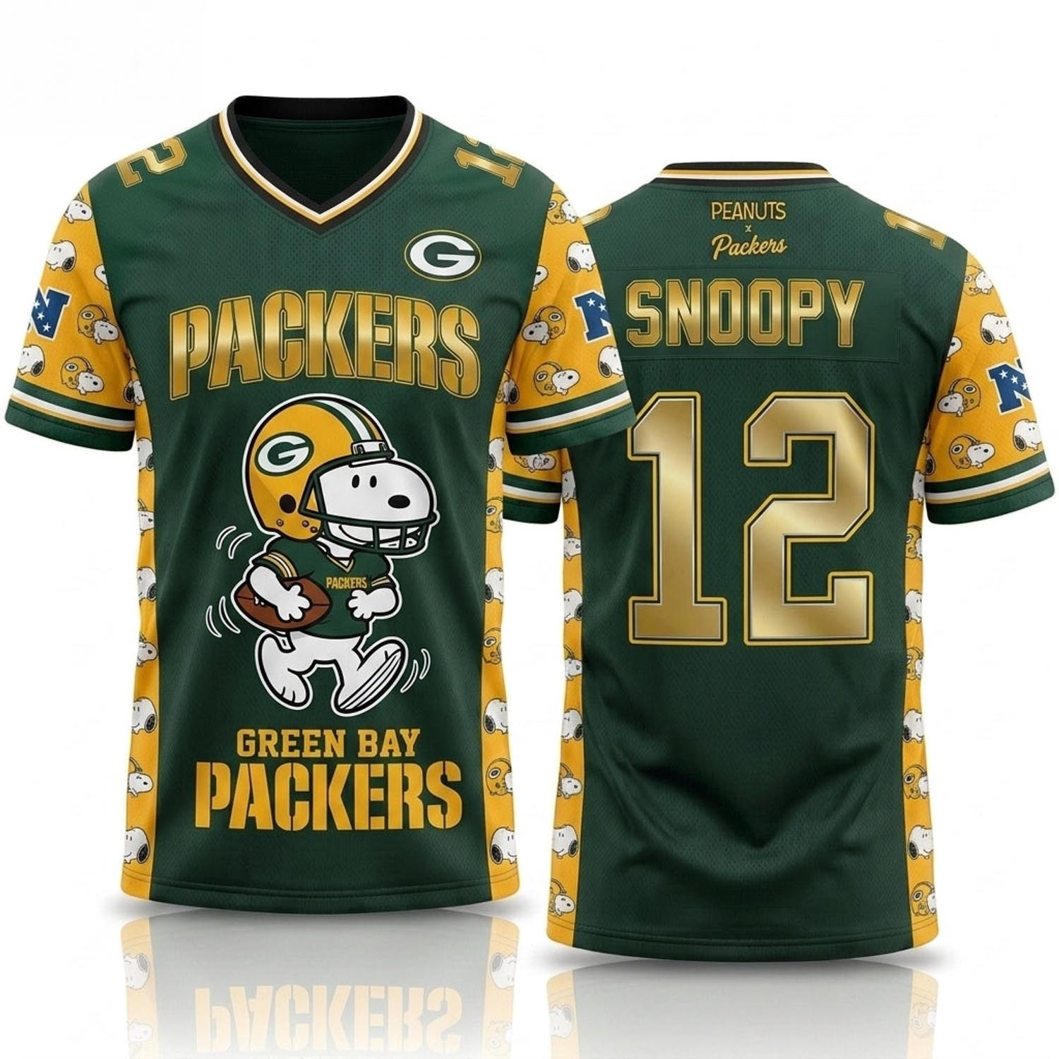 Peanuts x Green Bay Packers Snoopy Jersey NFL Collection Graphic Football Fan Apparel 1 - Unicasport Peanuts x Green Bay Packers Snoopy Jersey NFL Collection Graphic Football Fan Apparel