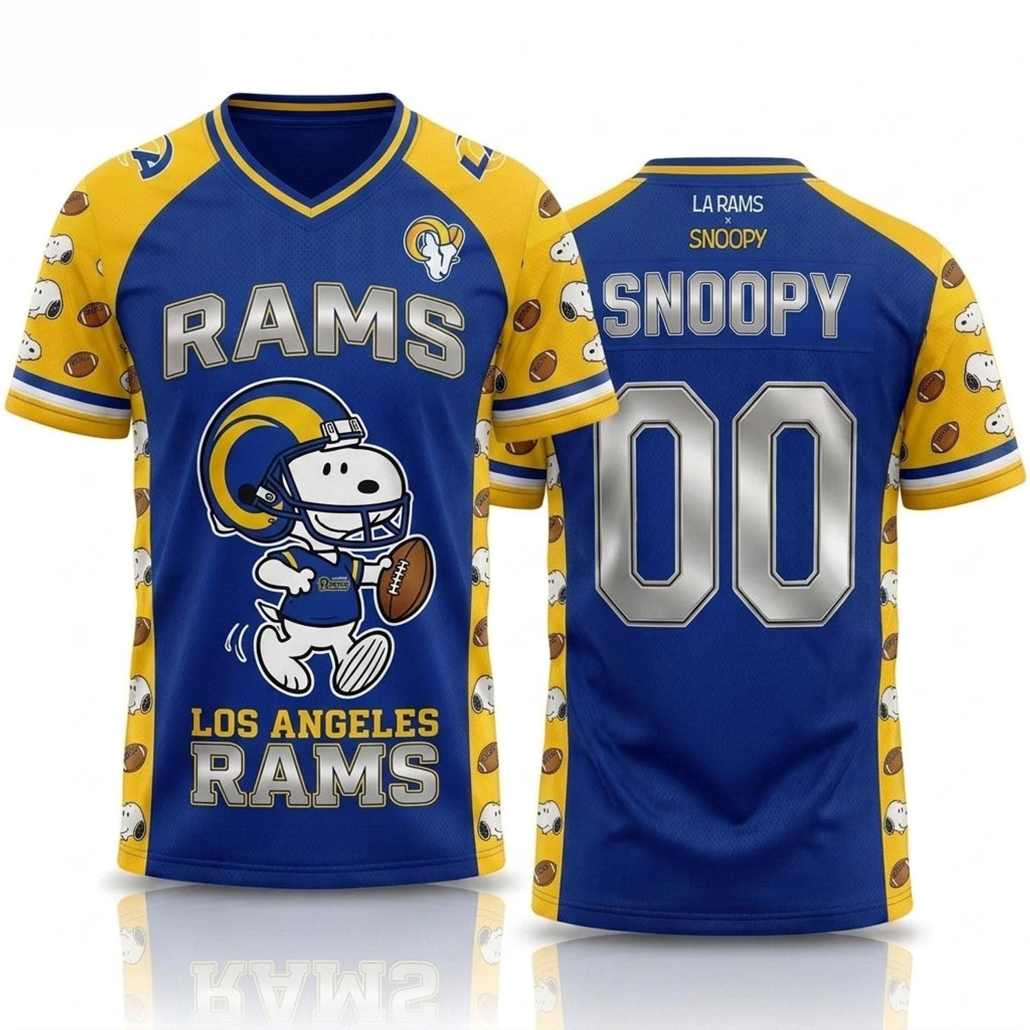 Peanuts x Los Angeles Rams Snoopy Jersey NFL Collection Graphic Football Fan Apparel 1 - Unicasport Peanuts x Los Angeles Rams Snoopy Jersey NFL Collection Graphic Football Fan Apparel