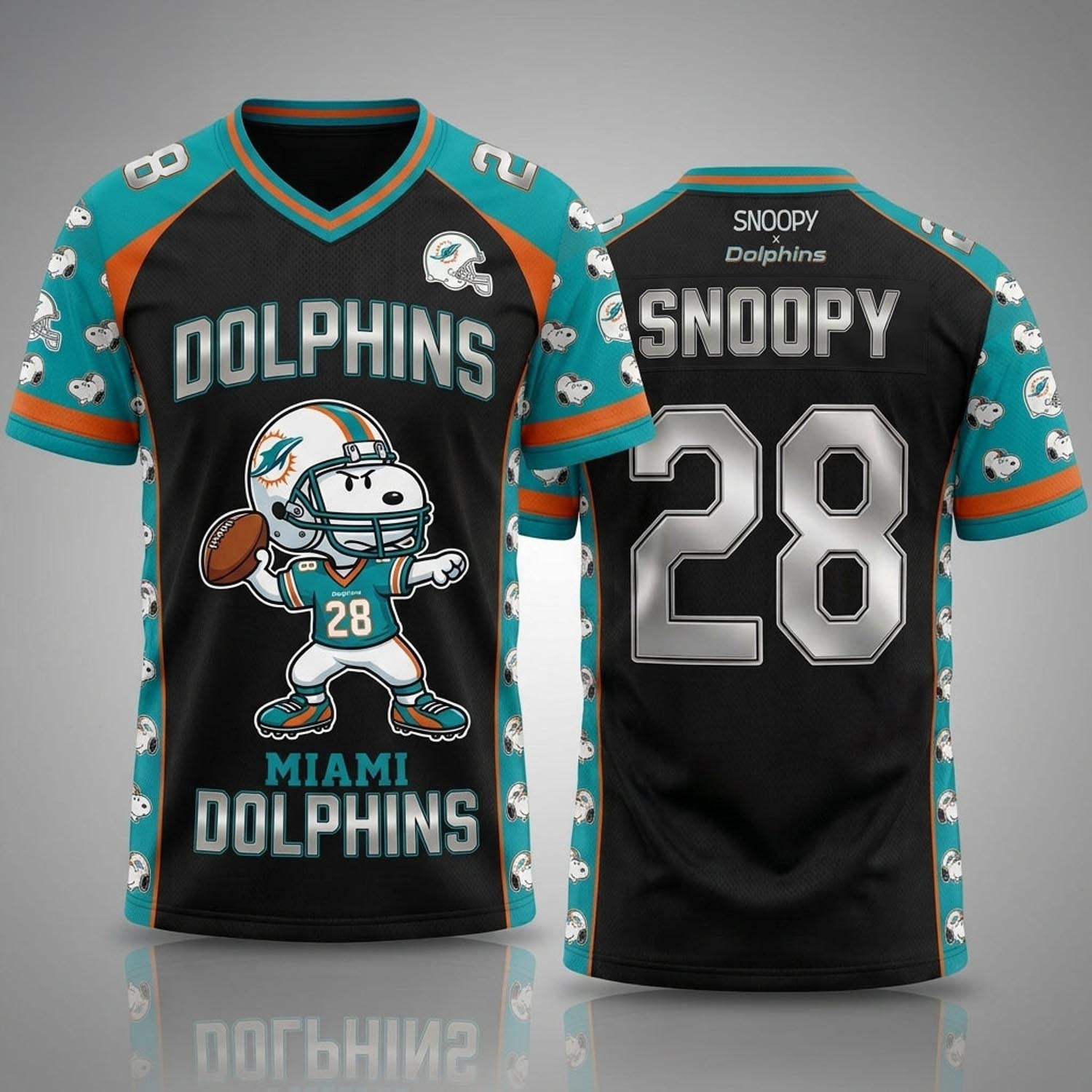 Peanuts x Miami Dolphins Snoopy Jersey NFL Collection Graphic Football Fan Apparel 1 - Unicasport Peanuts x Miami Dolphins Snoopy Jersey NFL Collection Graphic Football Fan Apparel