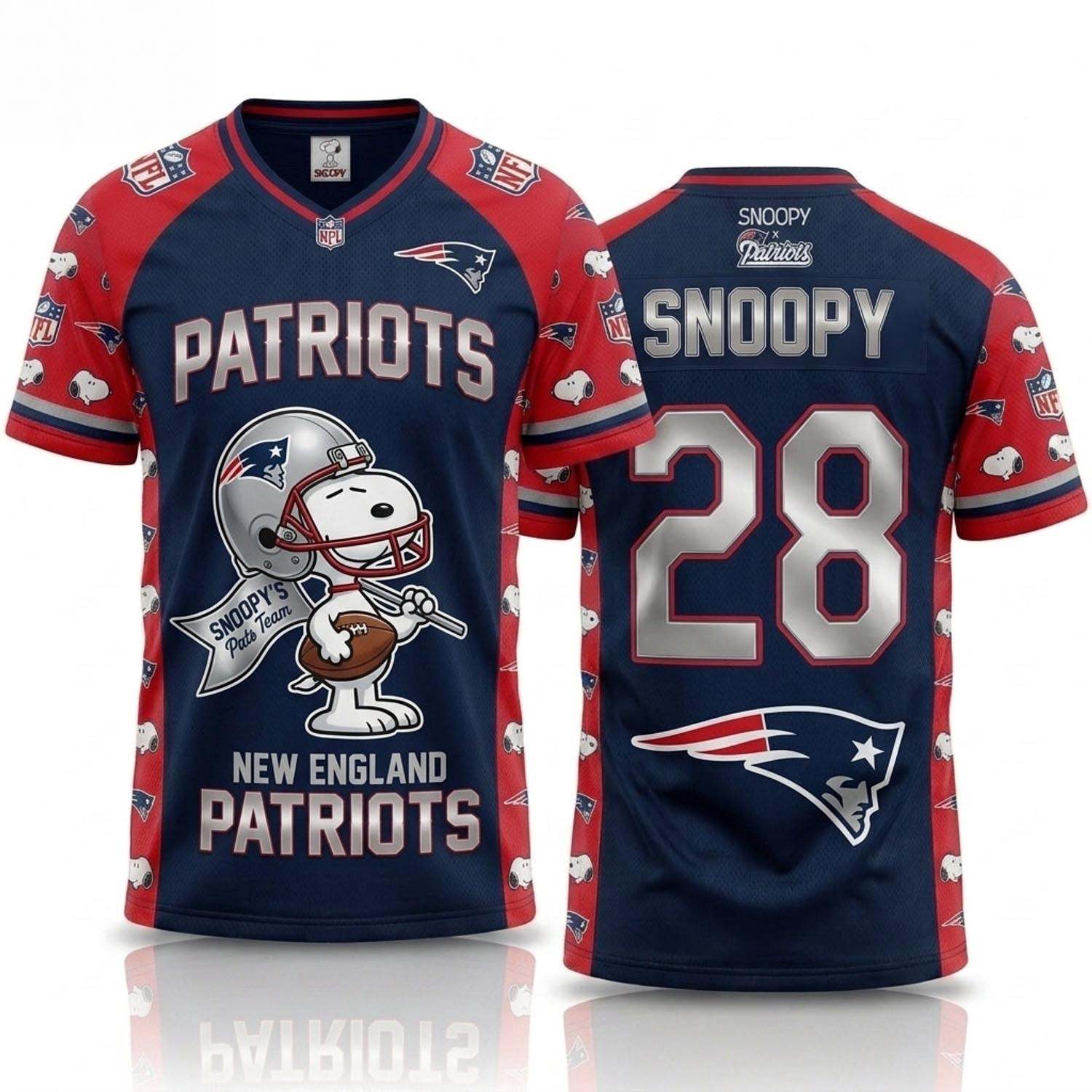 Peanuts x New England Patriots Snoopy Jersey NFL Collection Graphic Football Fan Apparel 1 - Unicasport Peanuts x New England Patriots Snoopy Jersey NFL Collection Graphic Football Fan Apparel