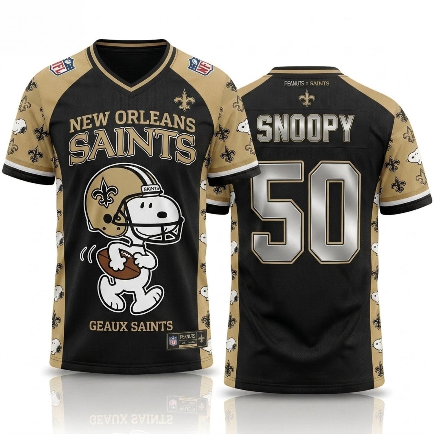 Peanuts x New Orleans Saints Snoopy Jersey NFL Collection Graphic Football Fan Apparel 1 - Unicasport Peanuts x New Orleans Saints Snoopy Jersey NFL Collection Graphic Football Fan Apparel