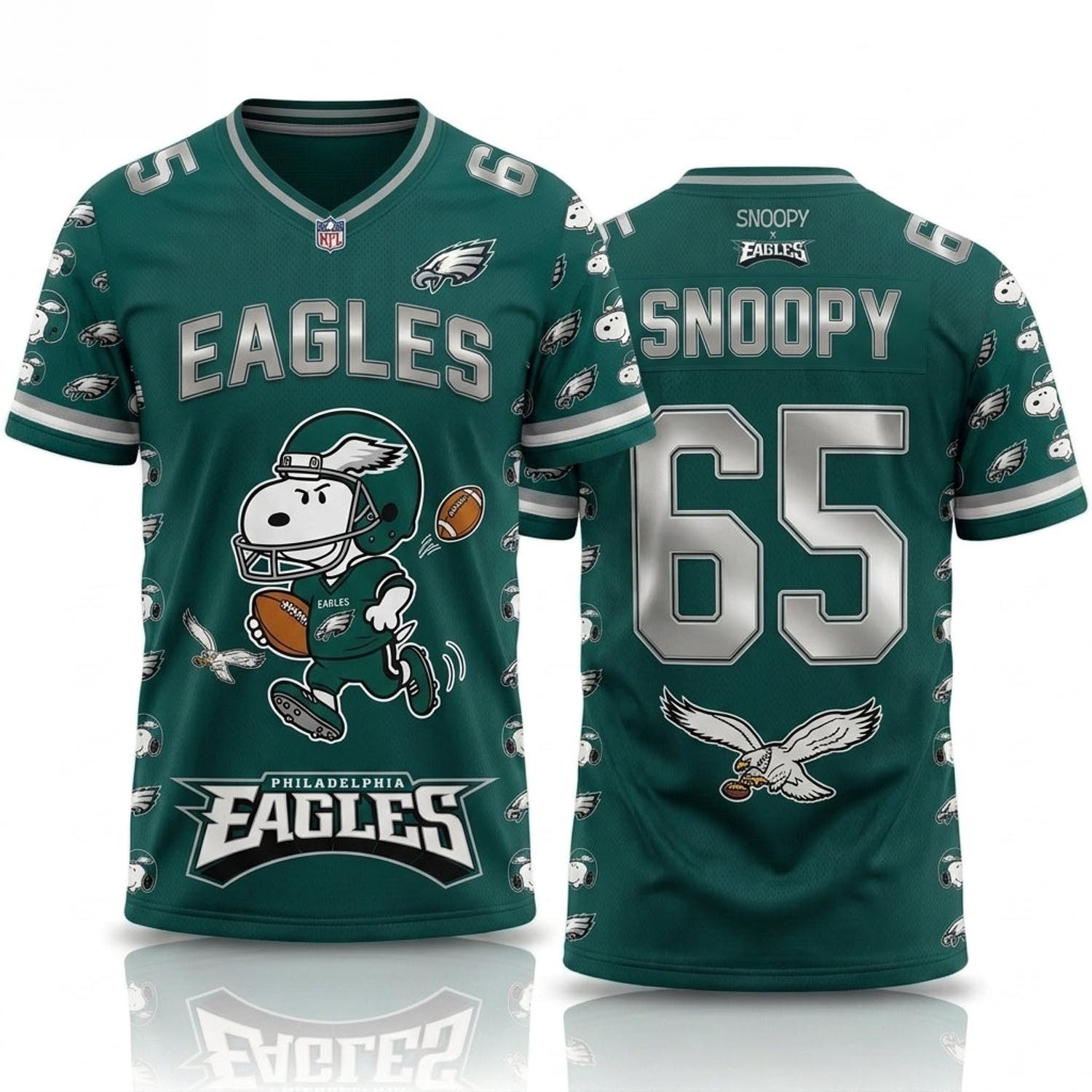 Peanuts x Philadelphia Eagles Snoopy Jersey NFL Collection Graphic Football Fan Apparel 1 - Unicasport Peanuts x Philadelphia Eagles Snoopy Jersey NFL Collection Graphic Football Fan Apparel