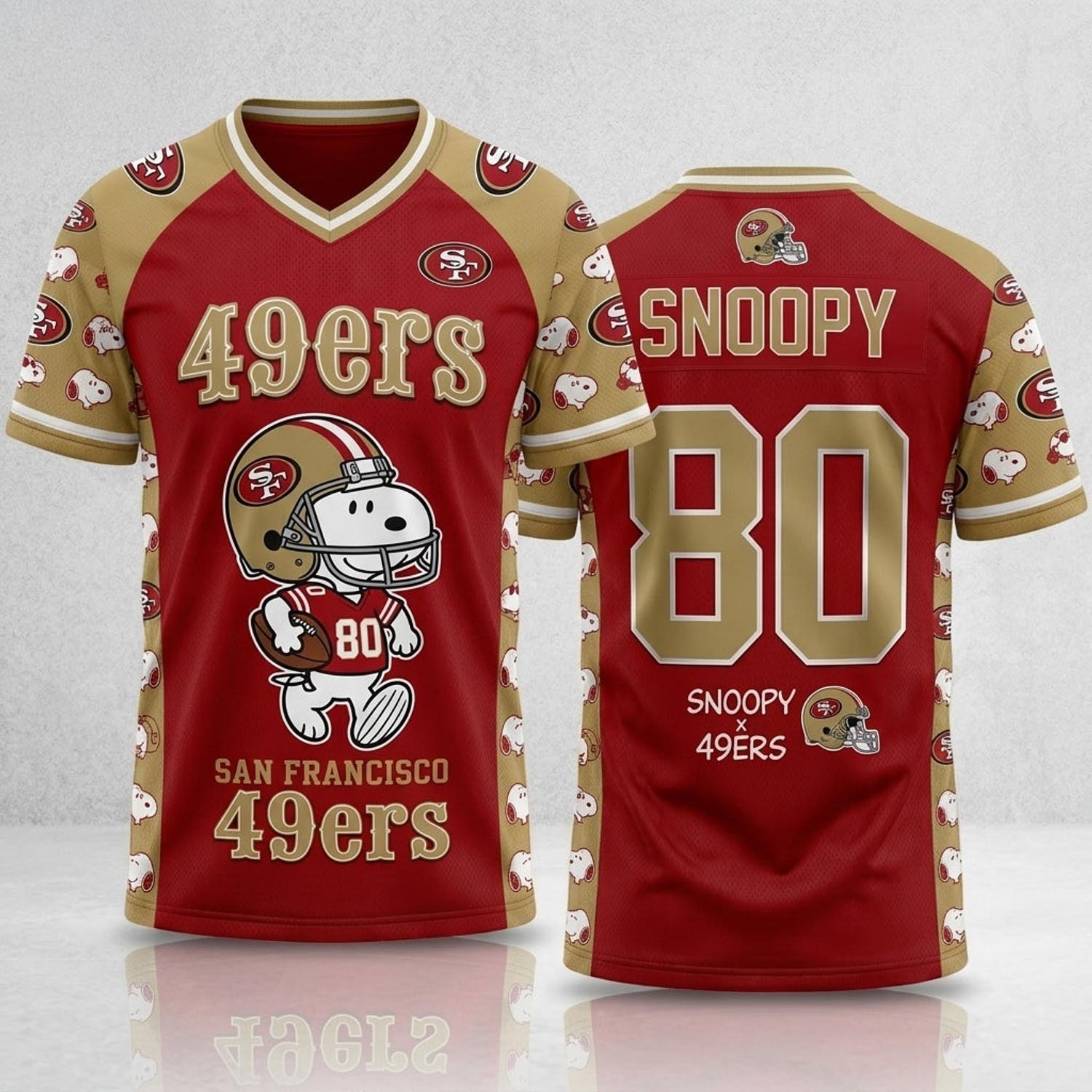 Peanuts x San Francisco 49ers Snoopy Jersey NFL Collection Graphic Football Fan Apparel 1 - Unicasport Peanuts x San Francisco 49ers Snoopy Jersey NFL Collection Graphic Football Fan Apparel