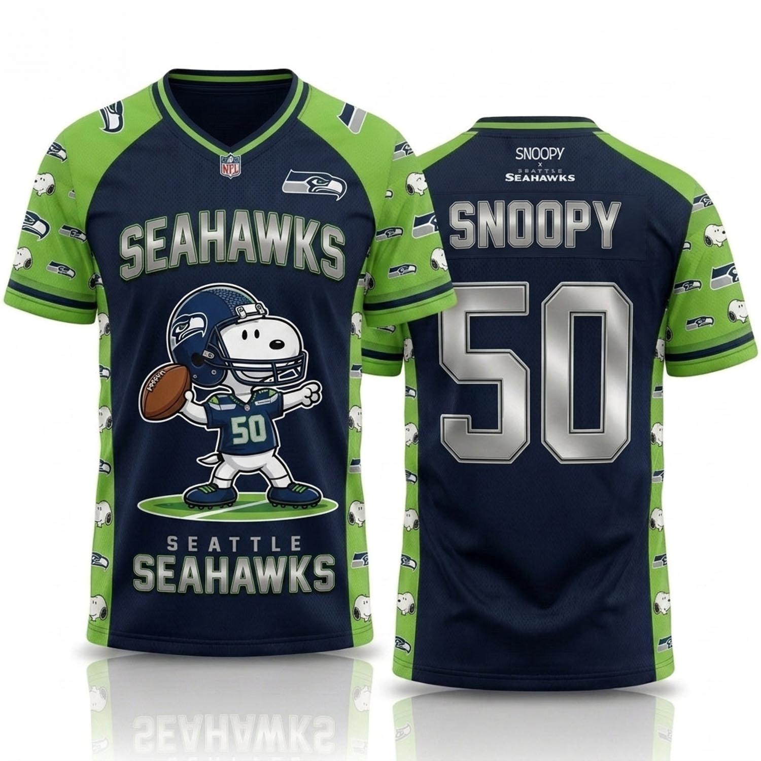 Peanuts x Seattle Seahawks Snoopy Jersey NFL Collection Graphic Football Fan Apparel 1 - Unicasport Peanuts x Seattle Seahawks Snoopy Jersey NFL Collection Graphic Football Fan Apparel
