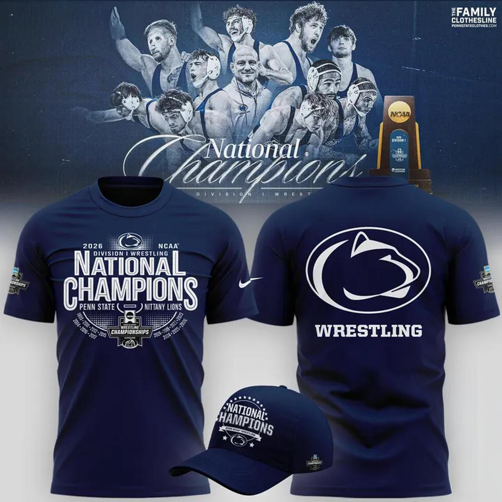 Penn State Nittany Lions 2026 NCAA Wrestling National Champions Logo Design T Shirt