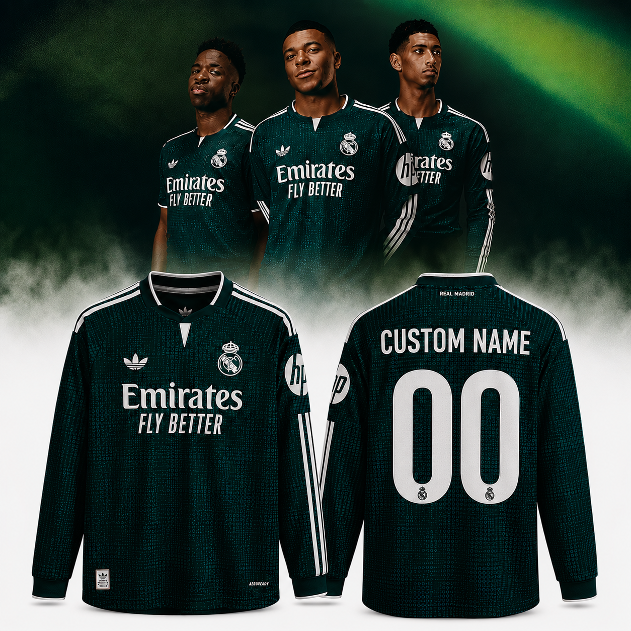 Personalized Real Madrid Long Sleeve Football Jersey Custom Name Number Fan Shirt