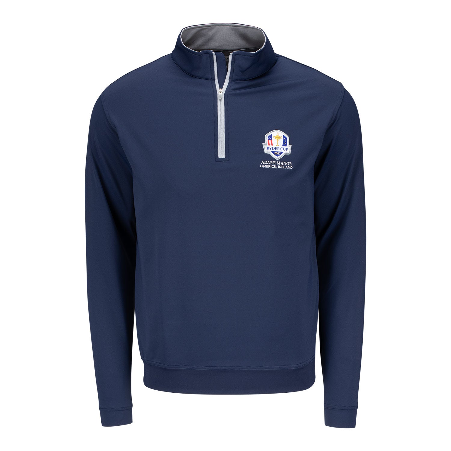 Merch Rhyder Peter Millar 2027 Ryder Cup Jubilee Stripe Polo in Cottage Blue Merch ...