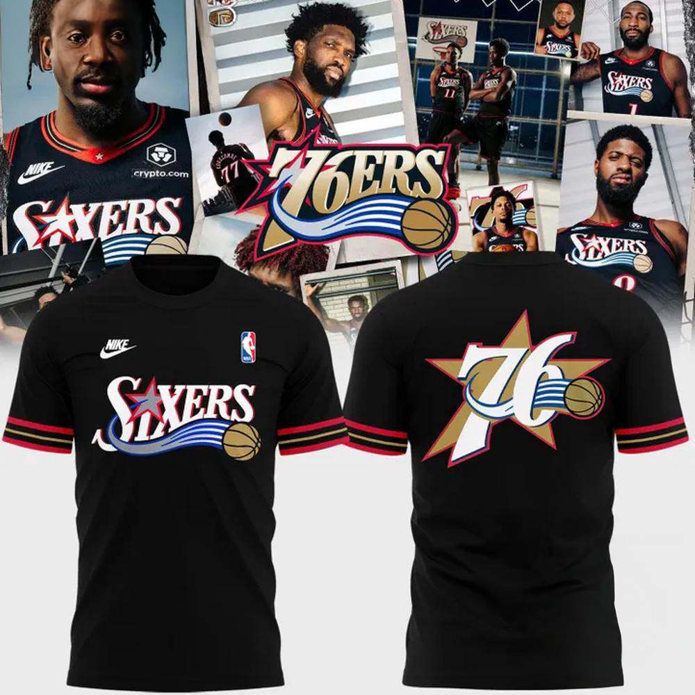 Philadelphia 76ers Back In Black 2026 Graphic T Shirt