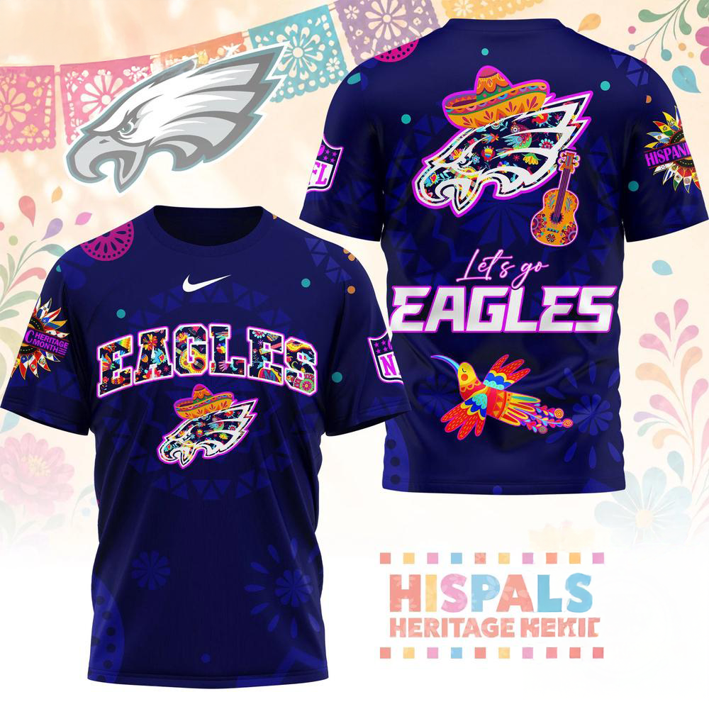 Philadelphia Eagles 2026 NFL Hispanic Heritage Fiesta Premium 3D Graphic T Shirt