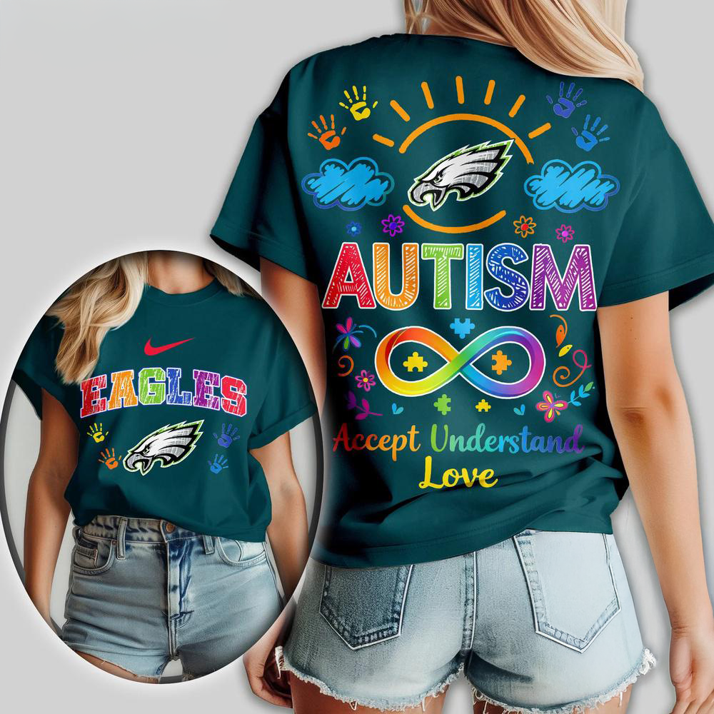 Philadelphia Eagles 2026 NFL National Autism Acceptance Month Design 3D T Shirt