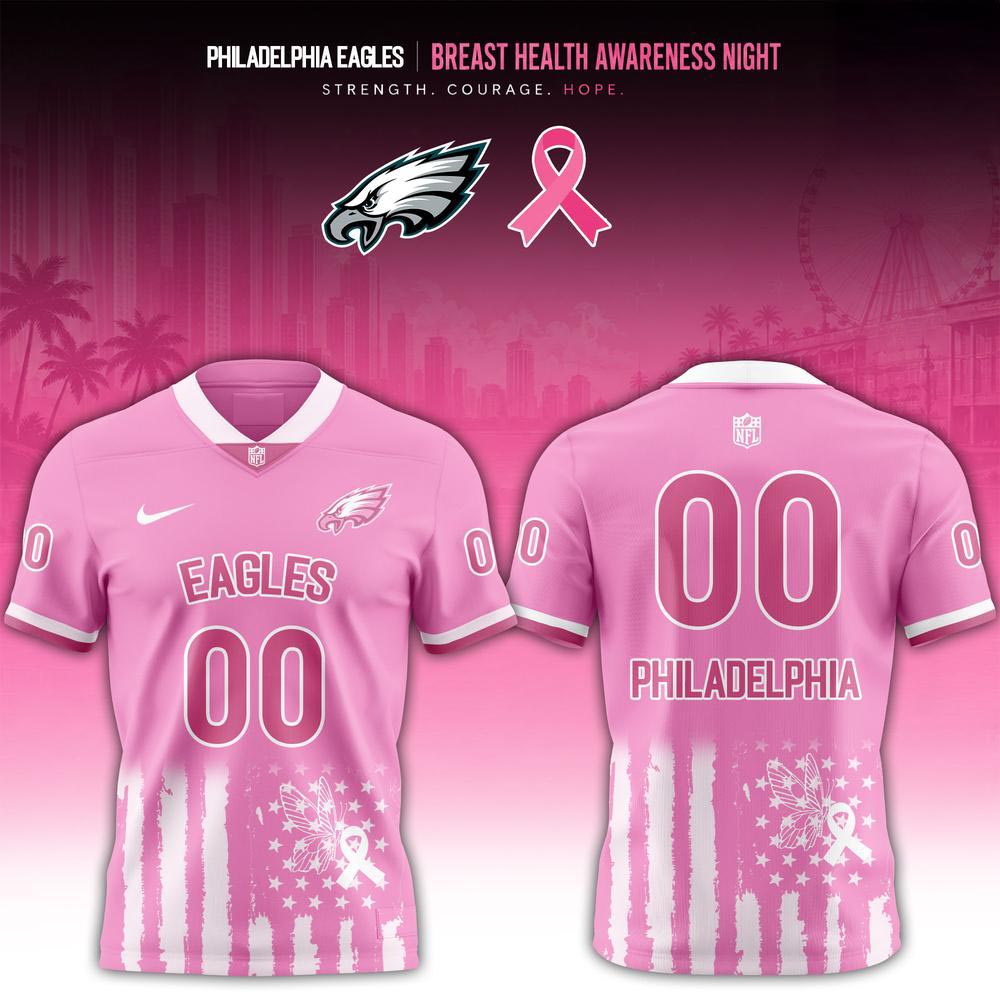 Philadelphia Eagles Breast Health Awareness Night 2026 Pink Ribbon Football Jersey Personalized Fan Gift 1 - Unicasport Philadelphia Eagles Breast Health Awareness Night 2026 Pink Ribbon Football Jersey Personalized Fan Gift