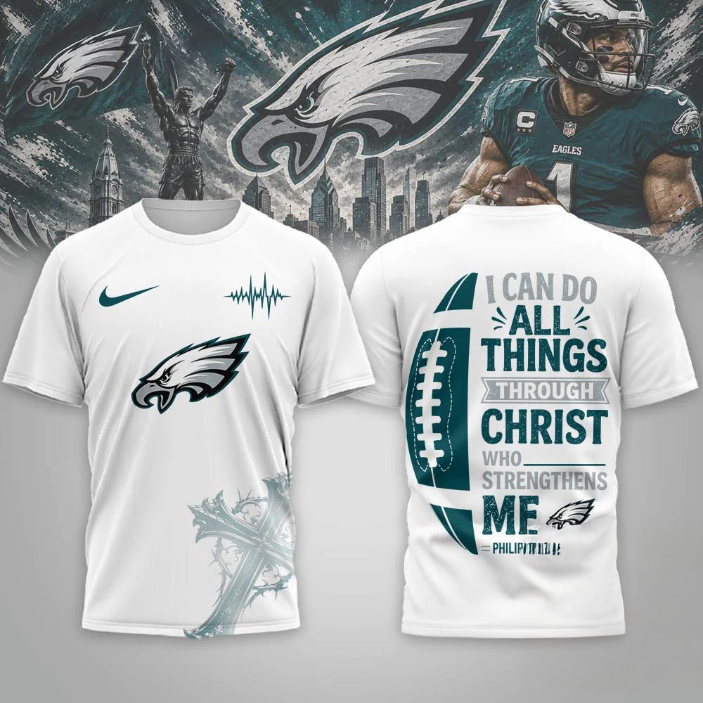 Philadelphia Eagles Christ Strengthens Me Limited 3D Graphic Shirt