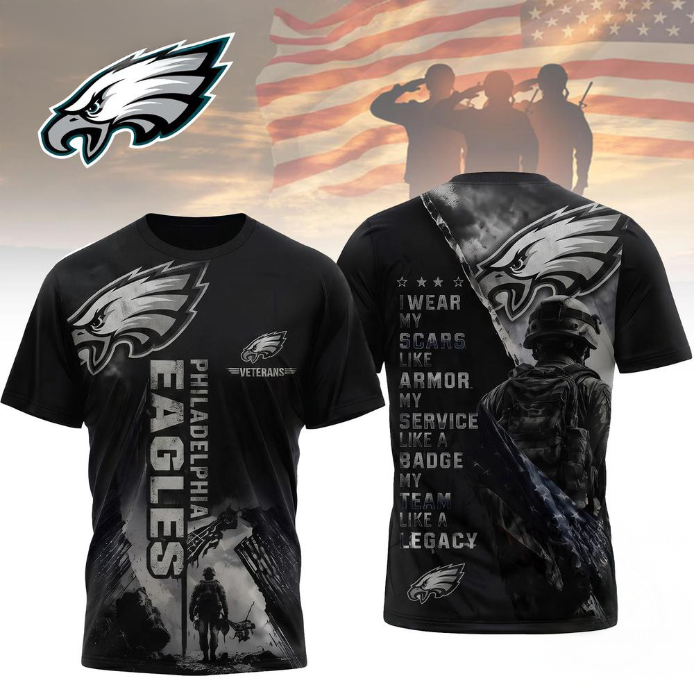 Philadelphia Eagles NFL Veterans Legacy Team 3D Design T Shirt