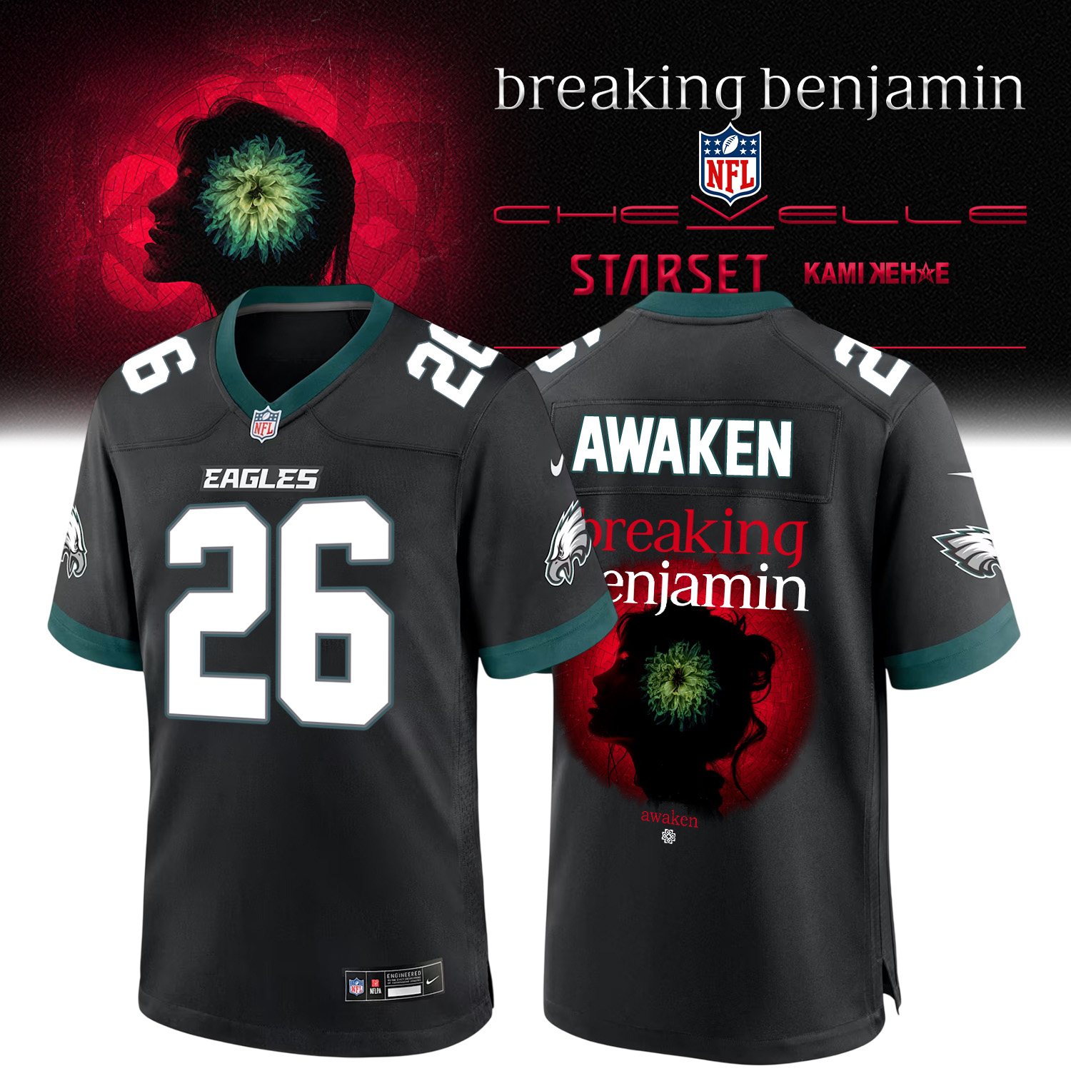 Philadelphia Eagles NFL X Breaking Benjamin 2026 Hv Jersey Football Custom Design 2 - Unicasport Philadelphia Eagles NFL X Breaking Benjamin 2026 Hv Jersey Football Custom Design