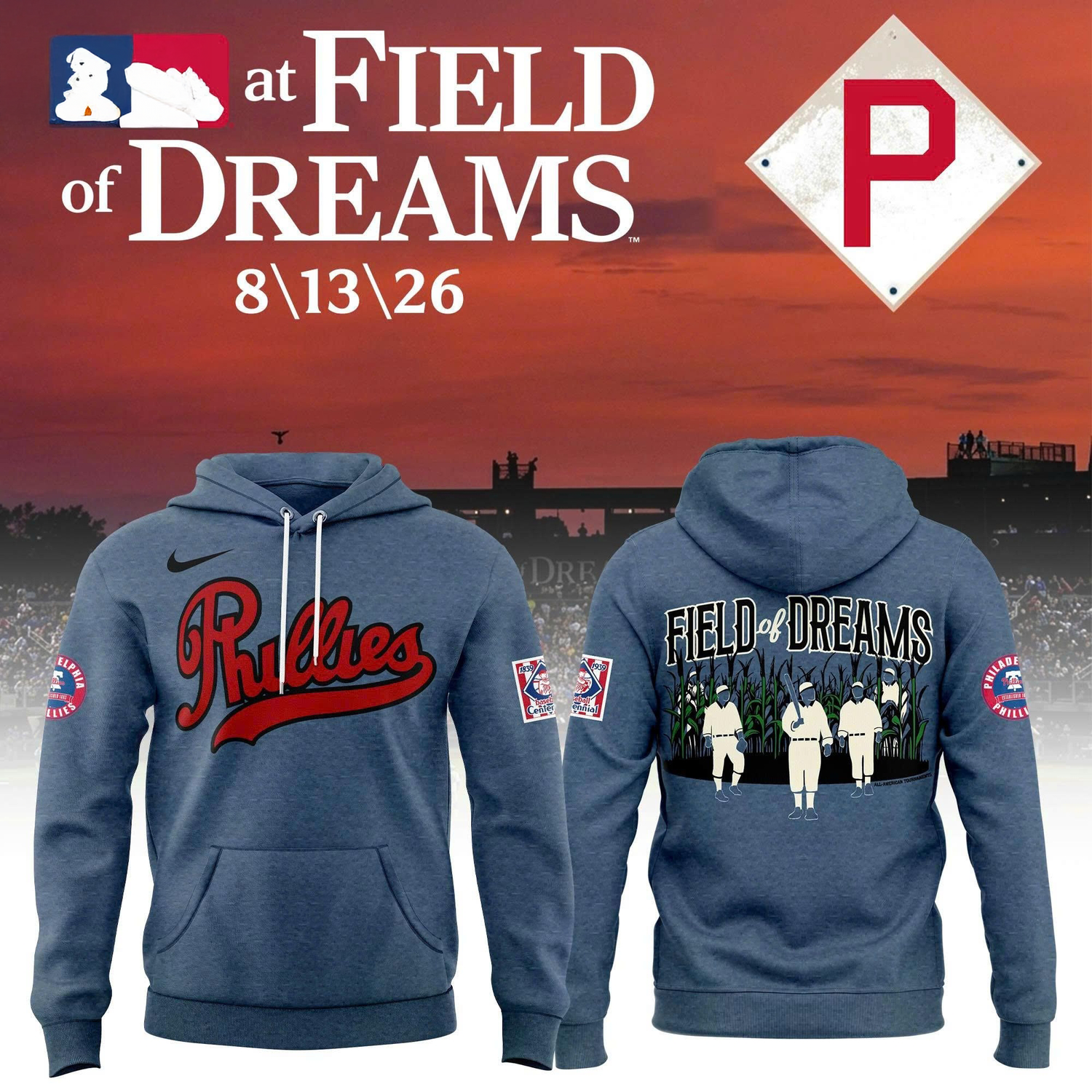 Philadelphia Phillies 2026 MLB Field Of Dreams Game Special Edition Pullover Hoodie