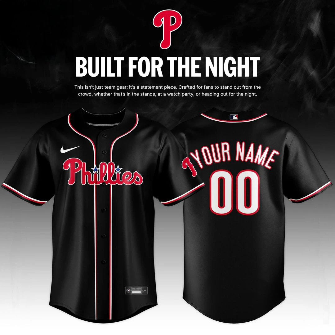 Philadelphia Phillies Fashion Black Out 2026 Edition Custom Name Baseball Jersey