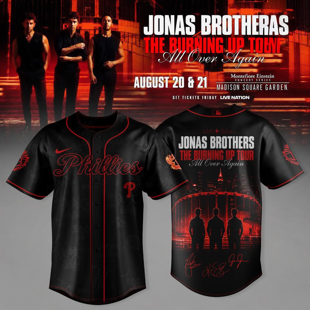 Philadelphia Phillies Jonas Brothers The Burning Up Tour 2026 Baseball Jersey 1 - Unicasport Philadelphia Phillies Jonas Brothers The Burning Up Tour 2026 Baseball Jersey