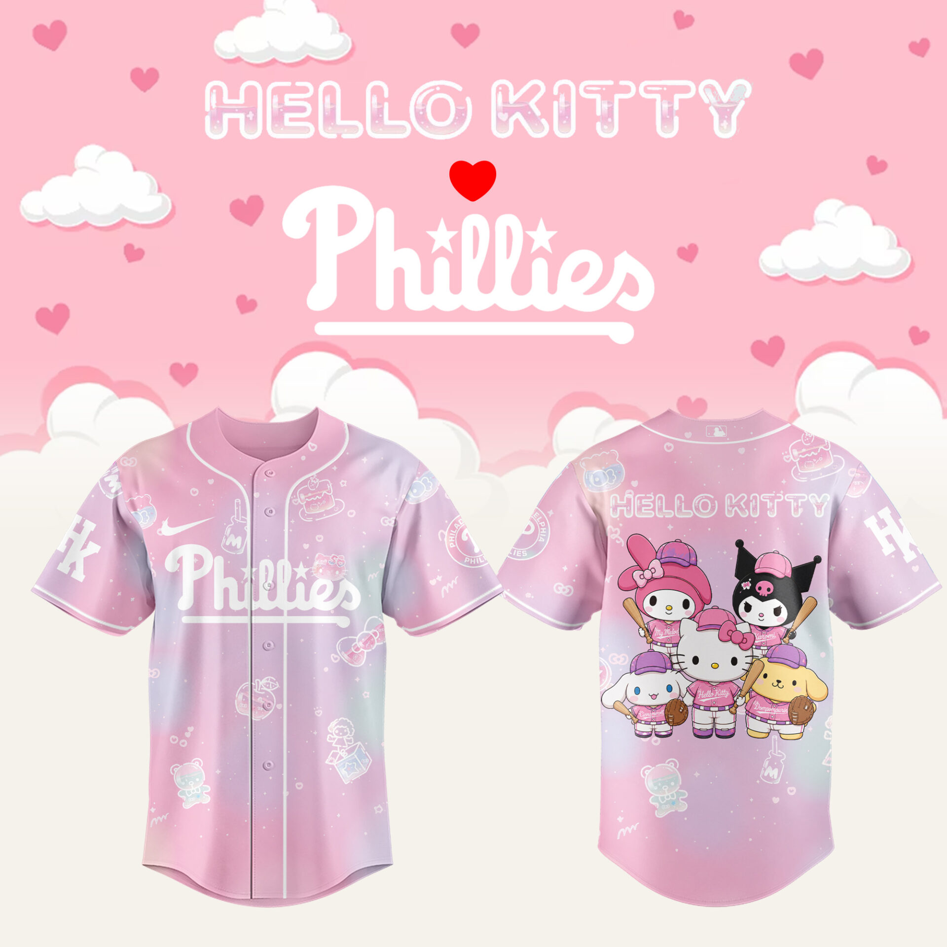 Philadelphia Phillies x Hello Kitty Theme Nights 2026 Limited Edition Baseball Jersey Gift for Fans