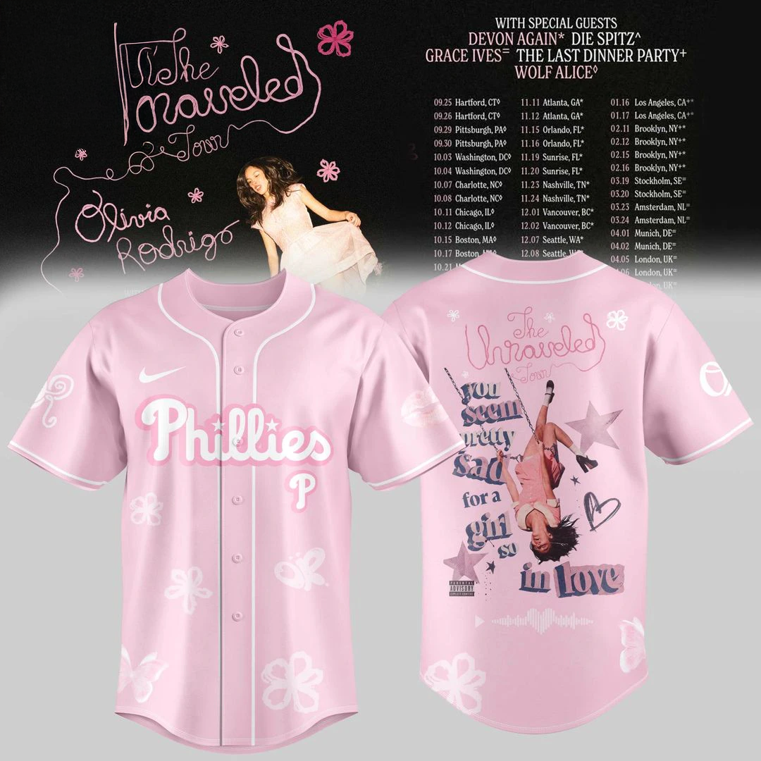 Philadelphia Phillies x Olivia Rodrigo The Unraveled Tour Midnight Stars Edition Baseball Jersey