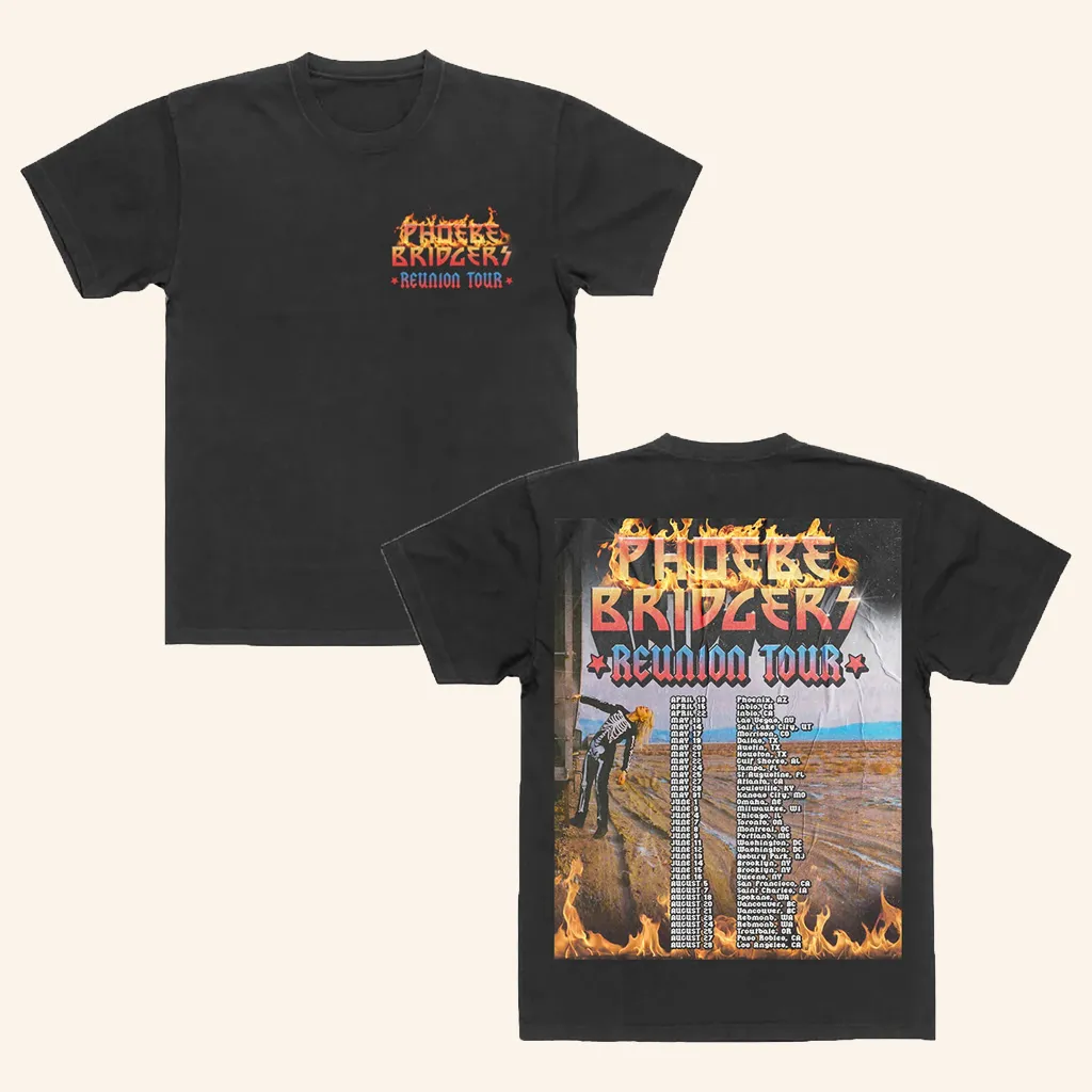 Phoebe Bridgers Merch Reunion Tour 2022 Black TShirt Phoebe Bridgers Shirt Gifts For Fans