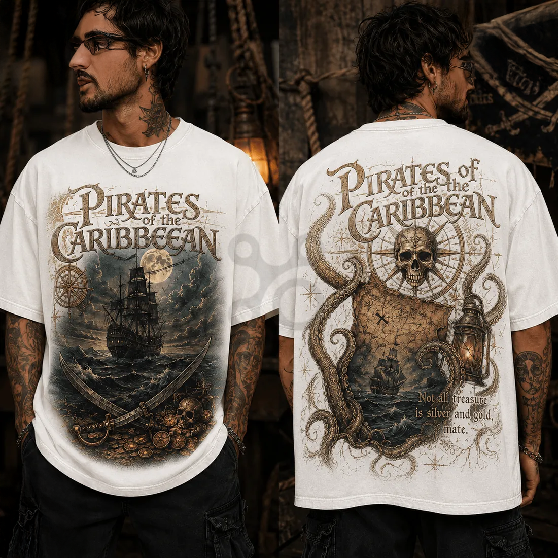 Pirates Of The Caribbean Nautical Premium Cotton Graphic T Shirt