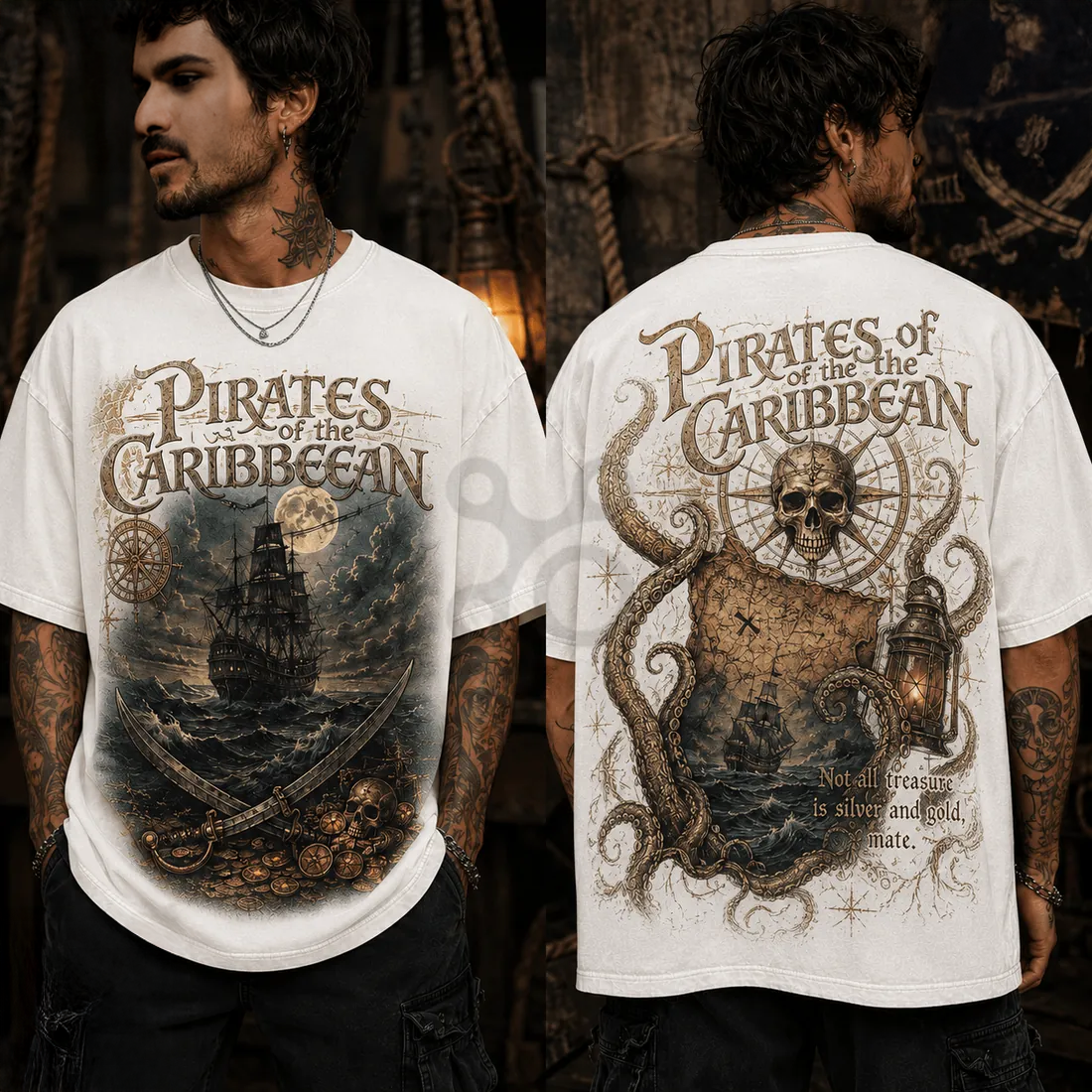 Pirates Of The Caribbean Nautical Premium Cotton Graphic T Shirt
