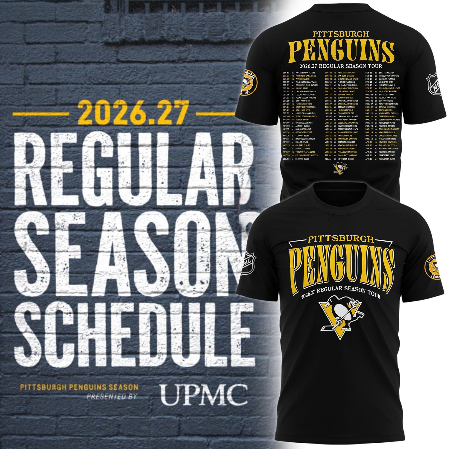 Pittsburgh Penguins 202627 Hockey Schedule Graphic TShirt