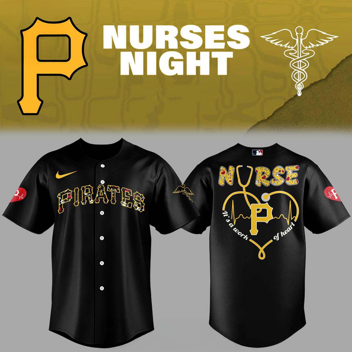Pittsburgh Pirates 2026 x Nurse Night Appreciation Baseball Jersey Memorial Tribute 1 - Unicasport Pittsburgh Pirates 2026 x Nurse Night Appreciation Baseball Jersey Memorial Tribute